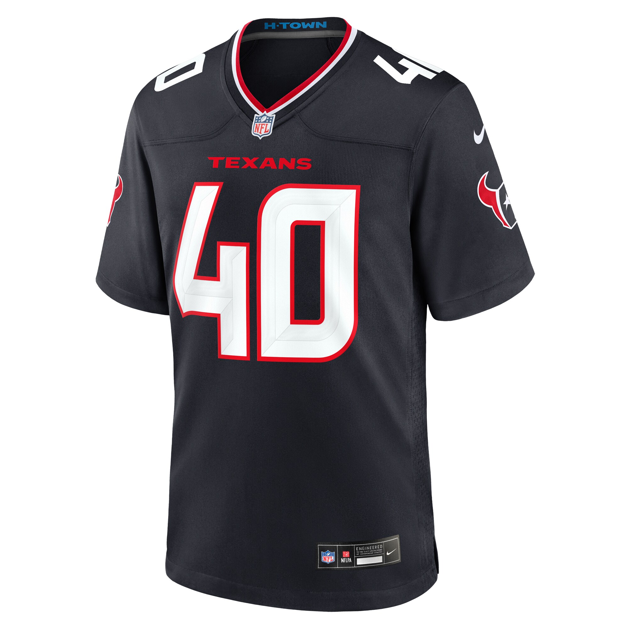 Alternative view of Men's Houston Texans Dalton Keene Navy Team Game Jersey JS1952 nicesnker