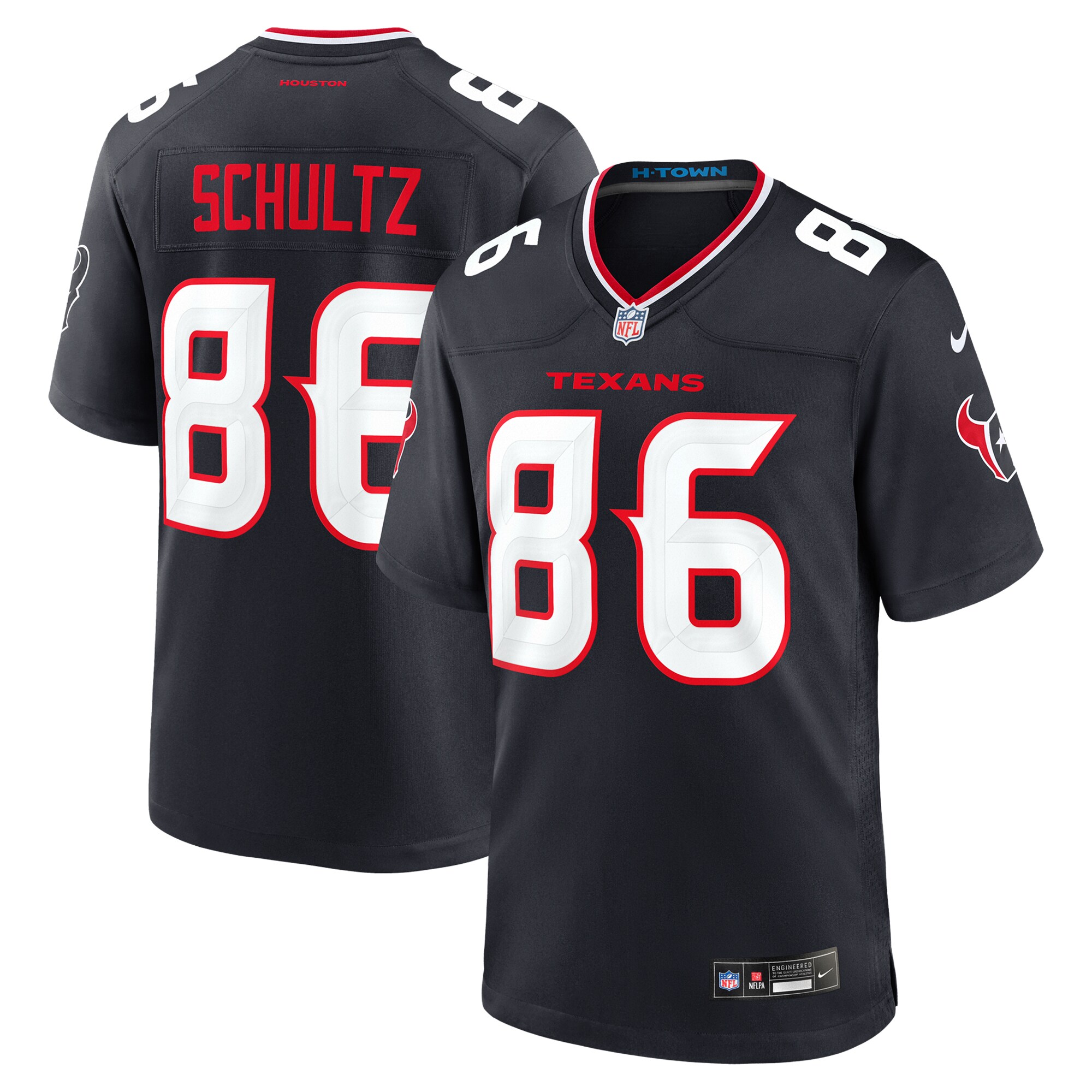 Men's Houston Texans Dalton Schultz Navy Team Game Jersey JS2535 nicesnker