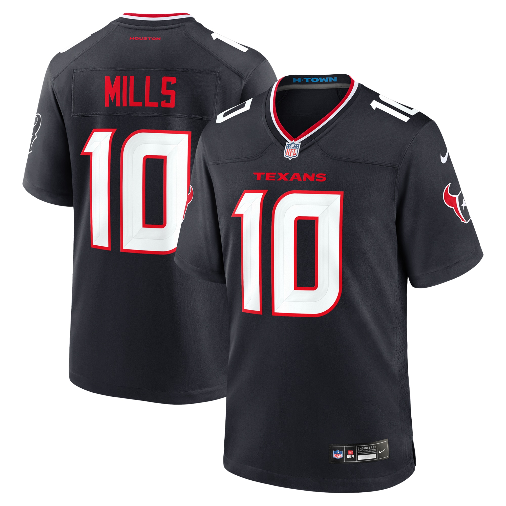 Men's Houston Texans Davis Mills Navy Team Game Jersey JS6047 nicesnker