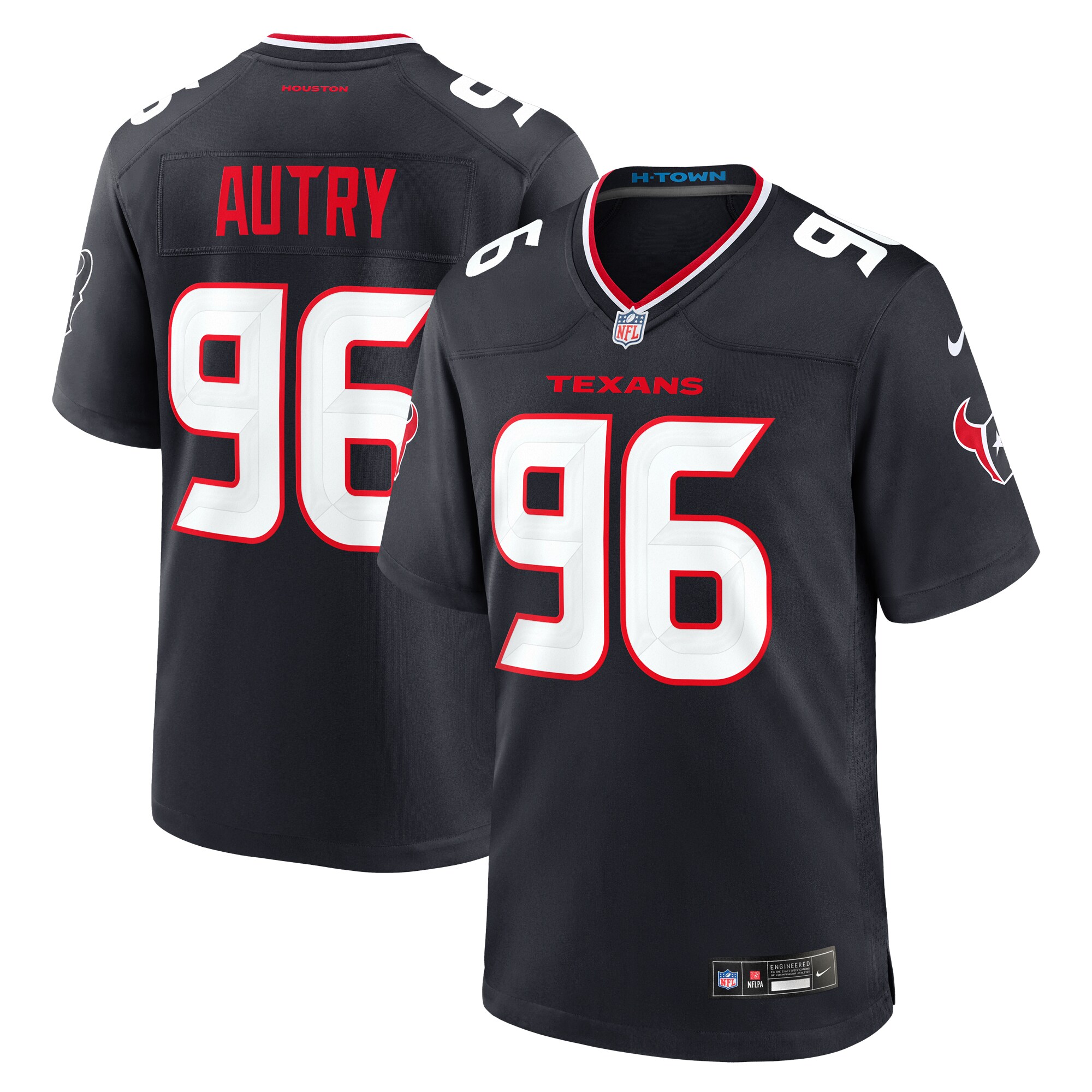 Men's Houston Texans Denico Autry Navy Team Game Jersey JS9381 nicesnker
