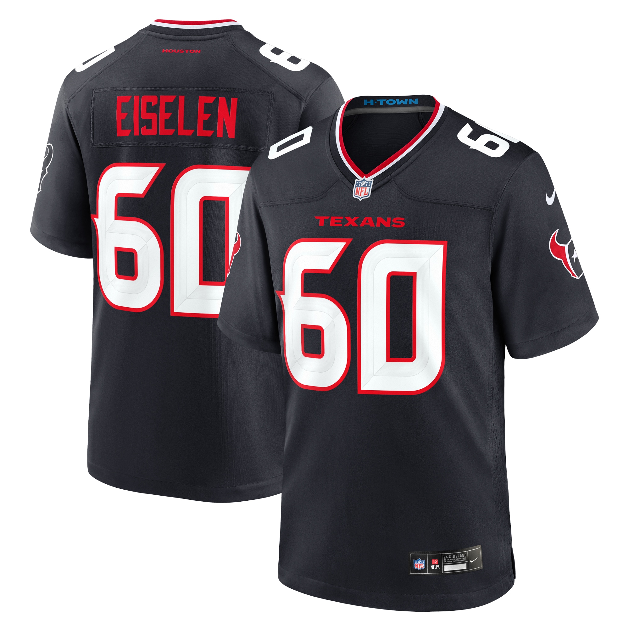 Men's Houston Texans Dieter Eiselen Navy Team Game Jersey JS2329 nicesnker