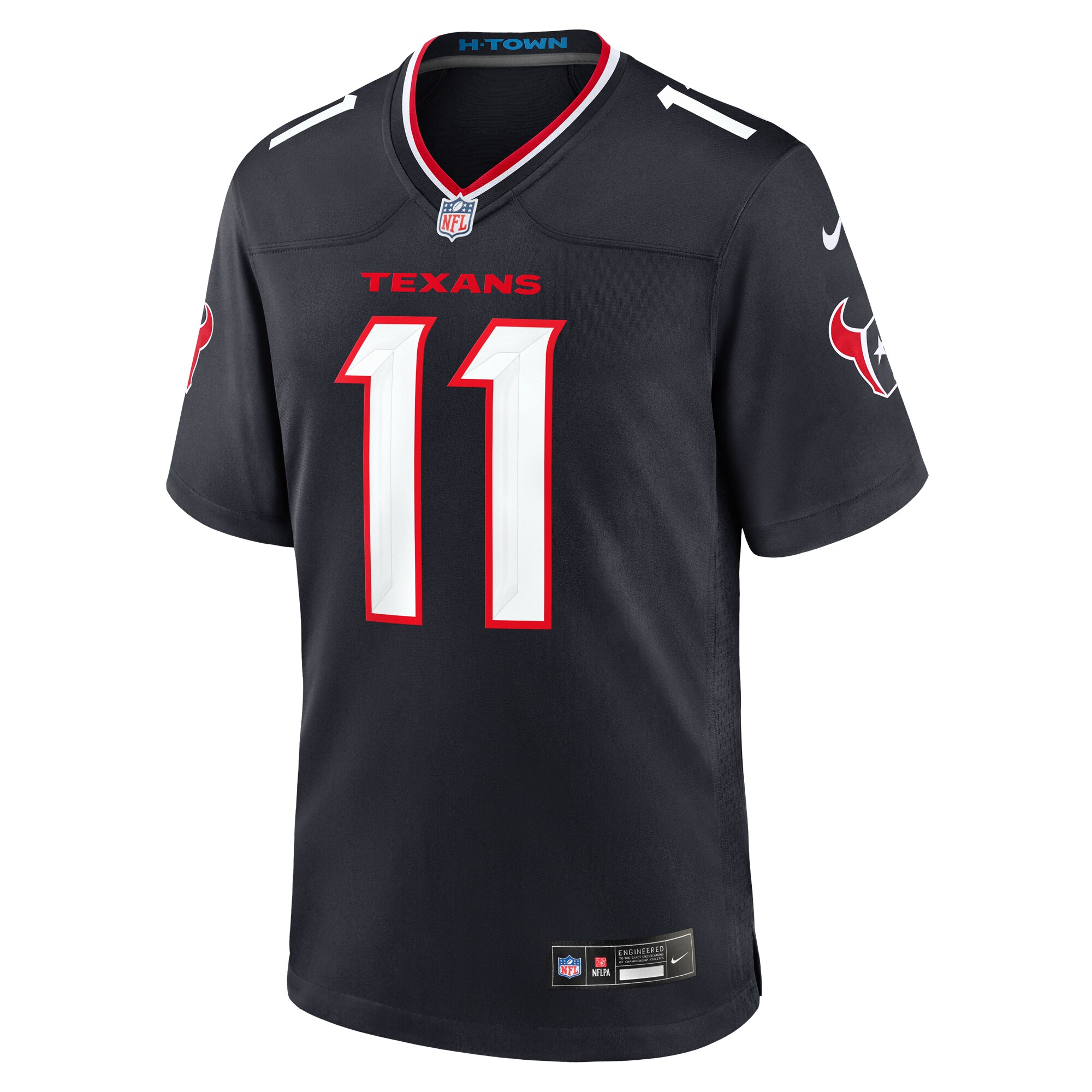 Alternative view of Men's Houston Texans Jeff Okudah Navy Team Game Jersey JS3866 nicesnker