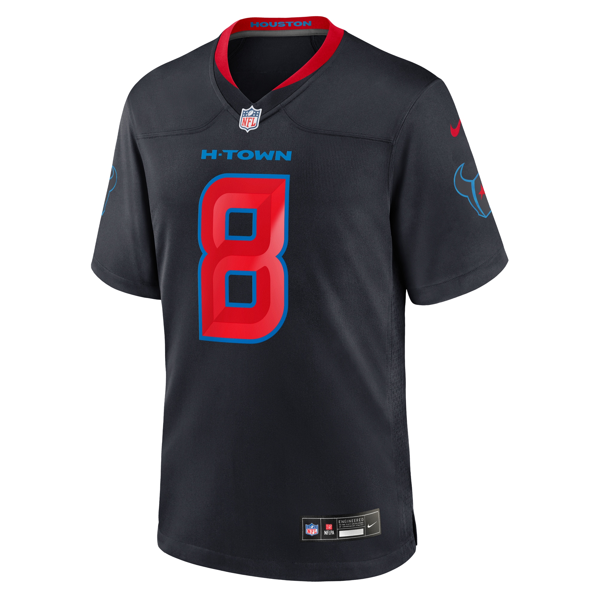 Alternative view of Men's Houston Texans John Metchie III Navy 2nd Alternate Game Jersey JS8292 nicesnker