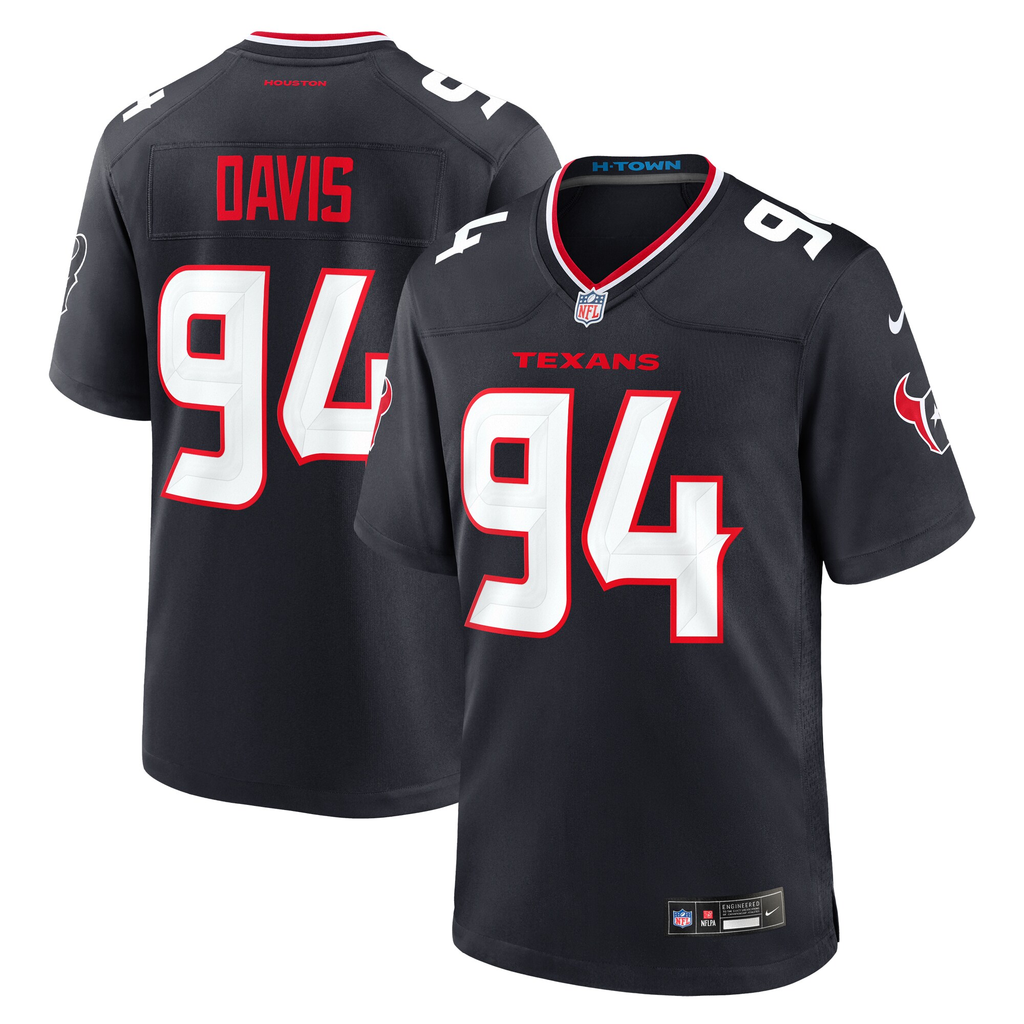 Men's Houston Texans Khalil Davis Navy Team Game Jersey JS9321 nicesnker