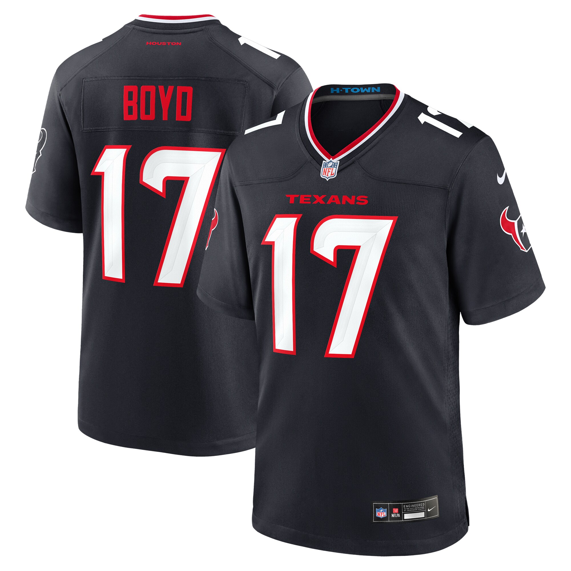 Men's Houston Texans Kris Boyd Navy Team Game Jersey JS9175 nicesnker