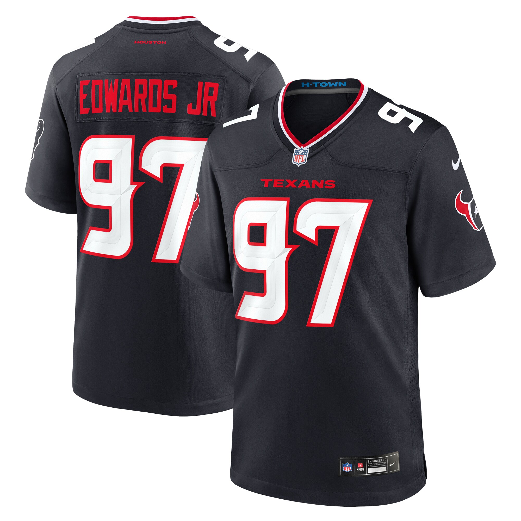 Men's Houston Texans Mario Edwards Jr. Navy Team Game Jersey JS2668 nicesnker
