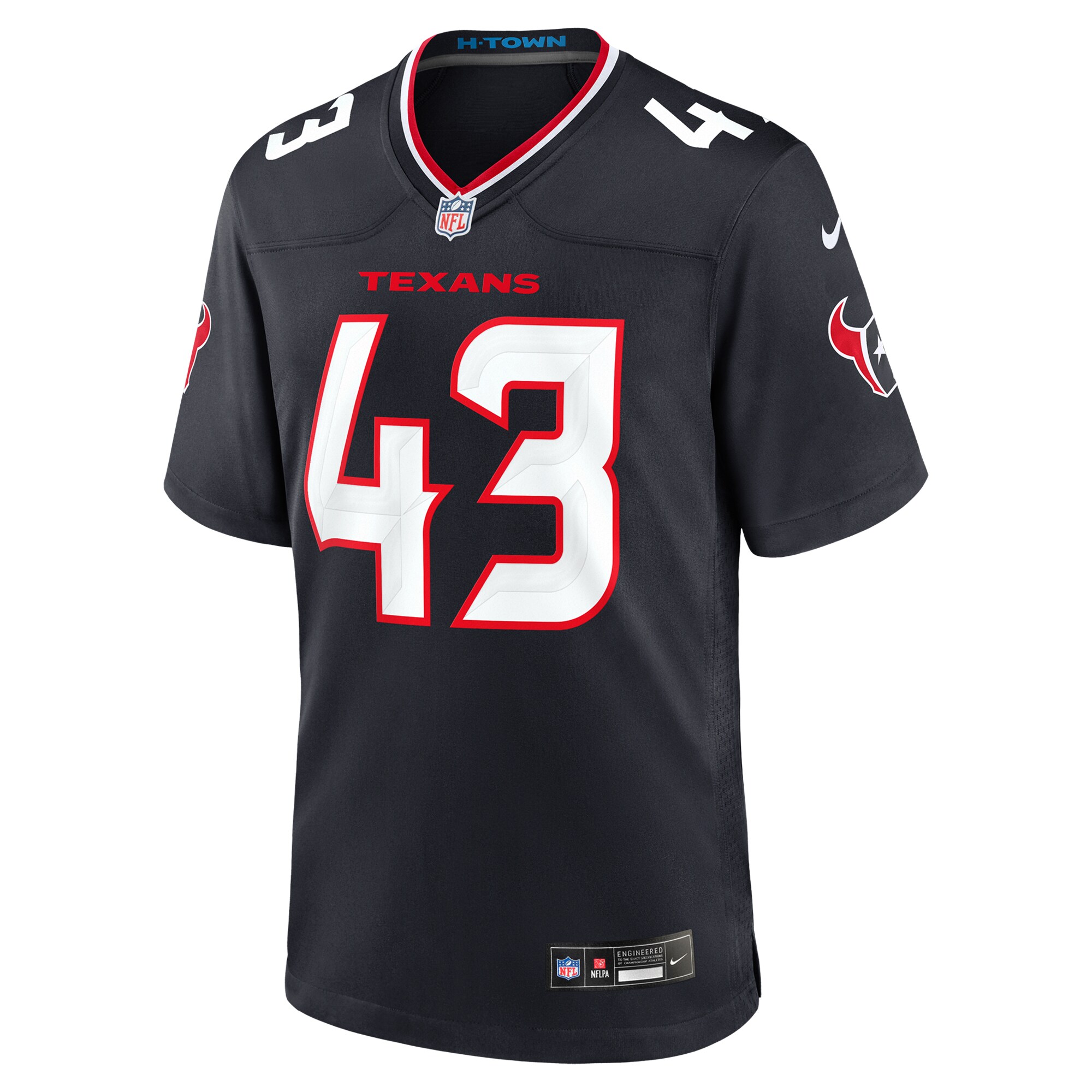 Alternative view of Men's Houston Texans Neville Hewitt Navy Team Game Jersey JS3633 nicesnker