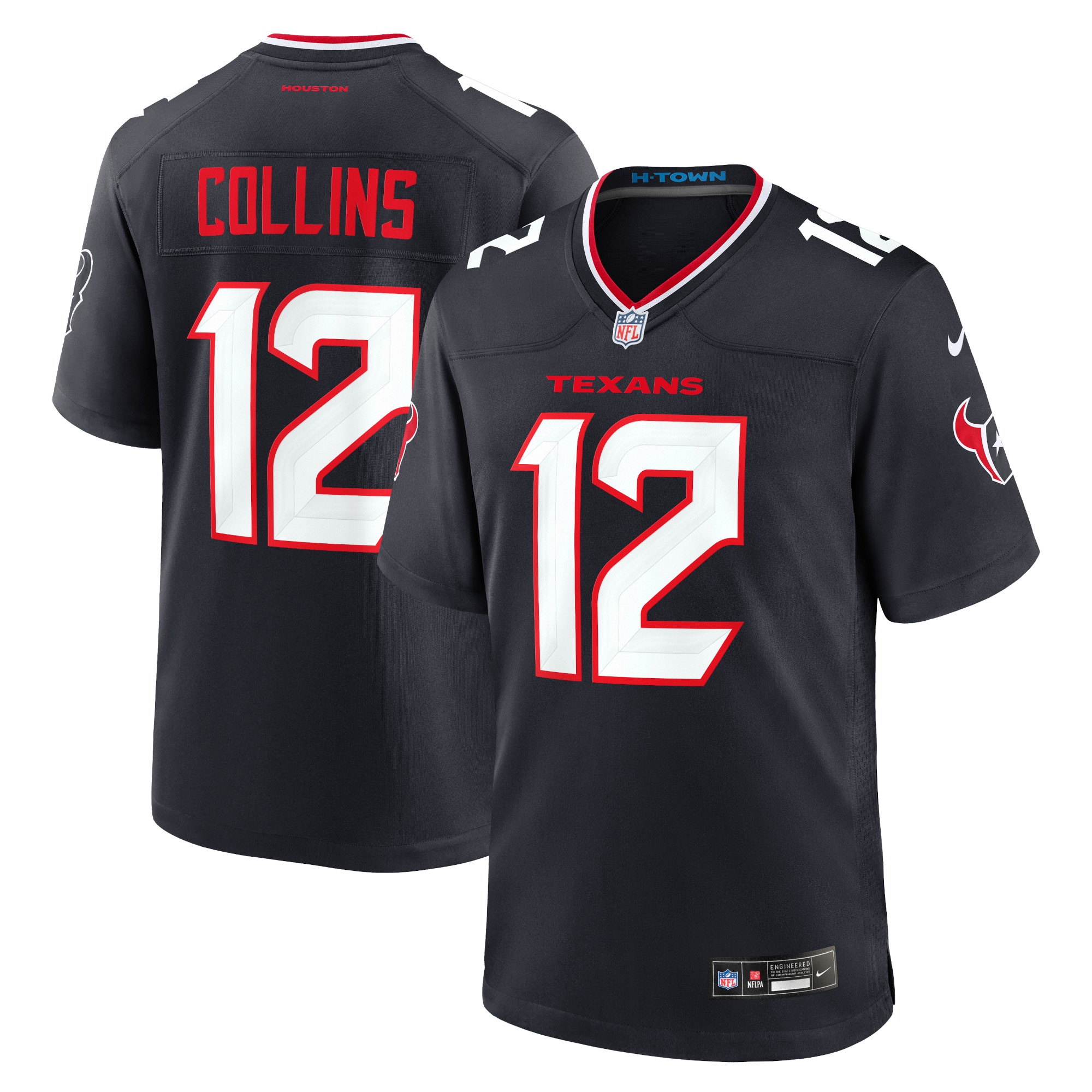 Men's Houston Texans Nico Collins Navy Game Jersey JS4798 nicesnker