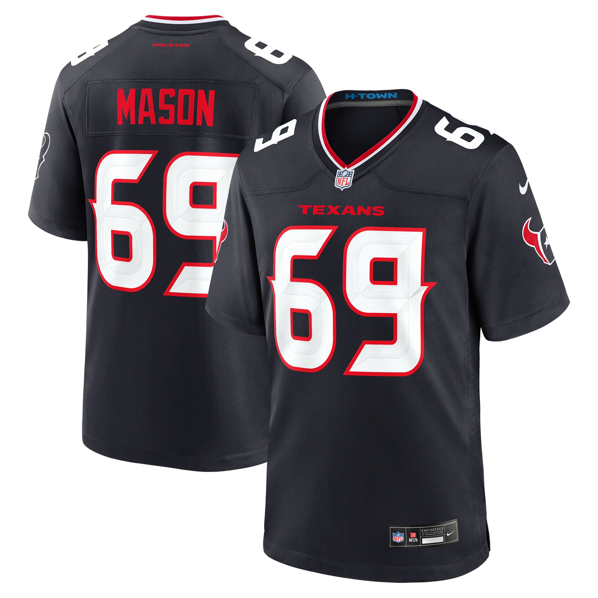 Men's Houston Texans Shaq Mason Navy Team Game Jersey JS7070 nicesnker
