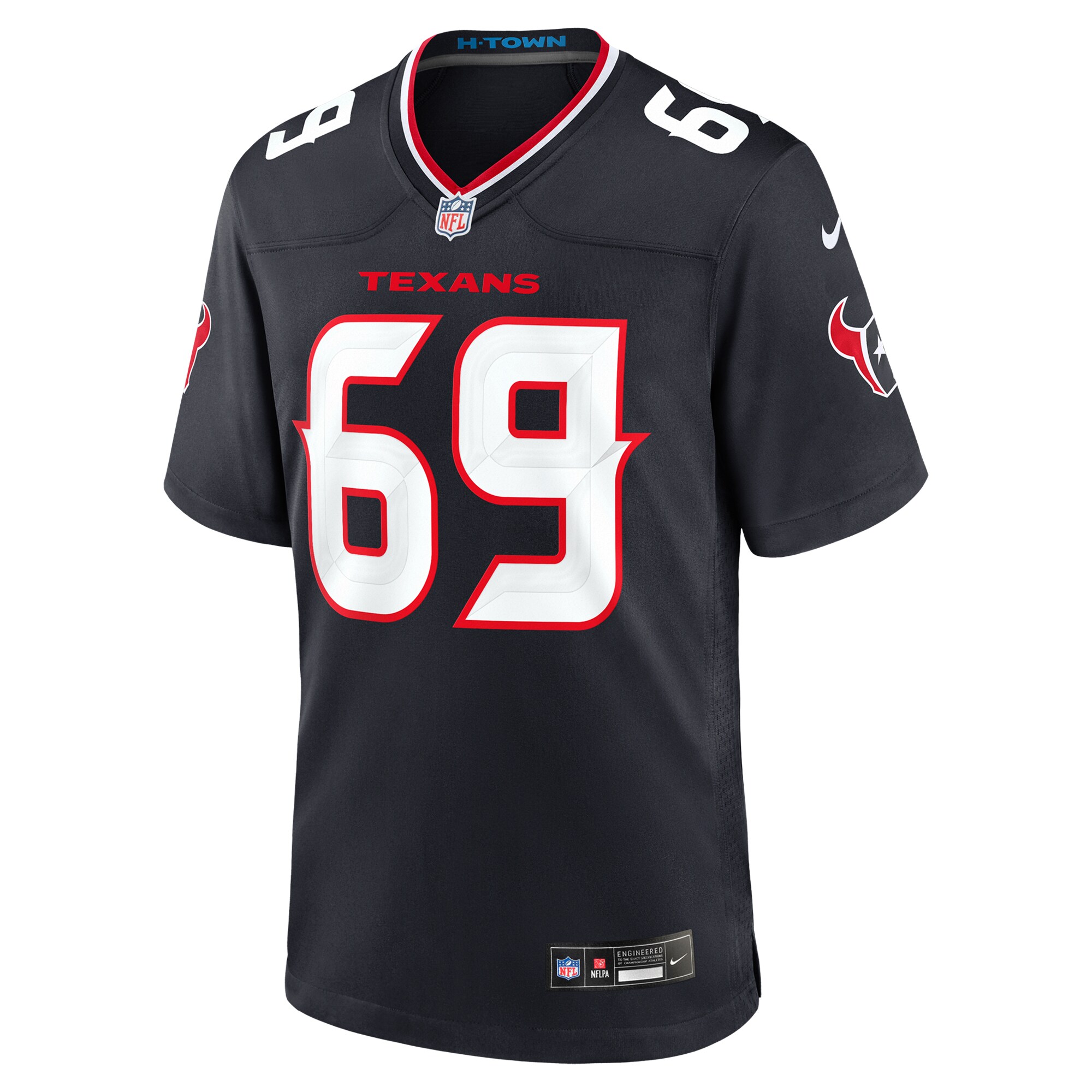 Alternative view of Men's Houston Texans Shaq Mason Navy Team Game Jersey JS7070 nicesnker