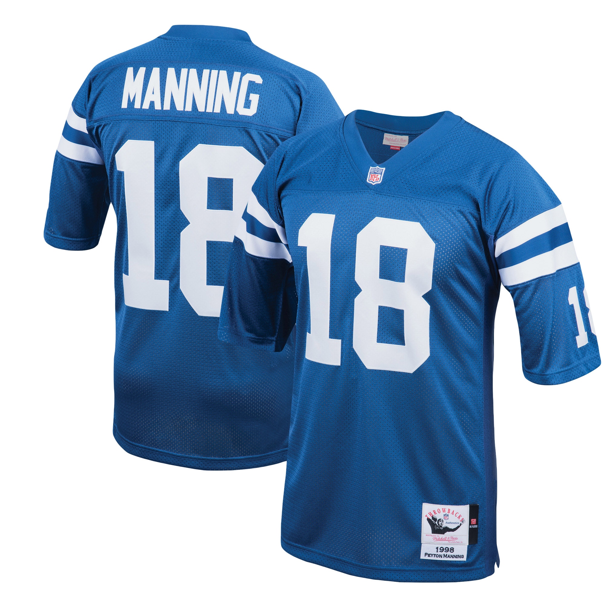 Men's Indianapolis Colts 1998 Peyton Manning Mitchell & Ness Royal Throwback Retired Player Jersey JS4296 nicesnker