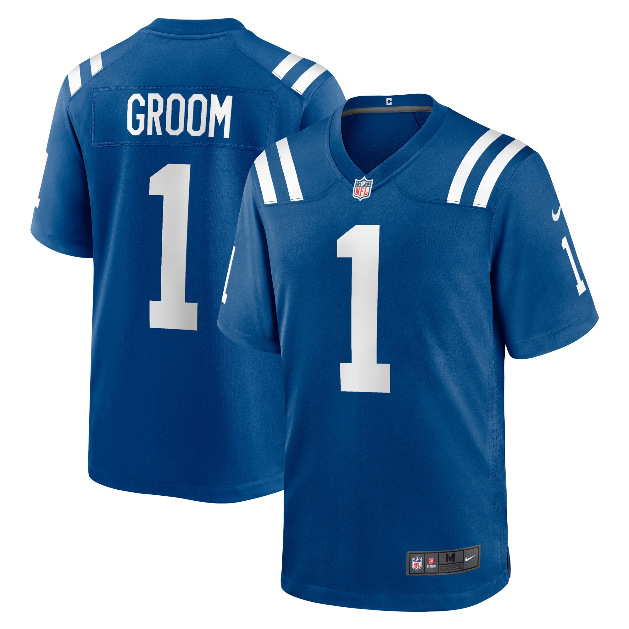 Men's Indianapolis Colts Number 1 Groom Royal Game Jersey JS7320 nicesnker