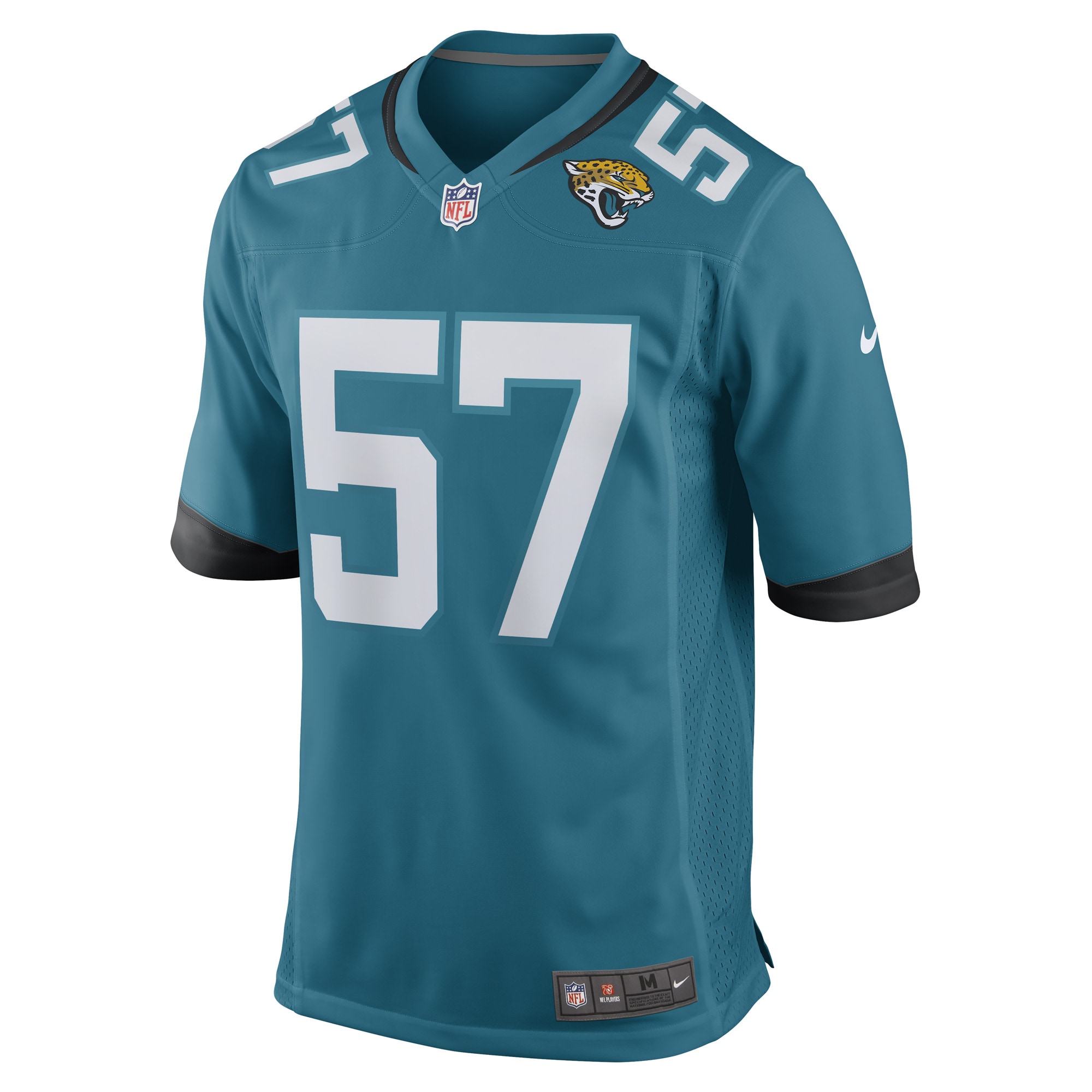Alternative view of Men's Jacksonville Jaguars Caleb Johnson Teal Game Player Jersey JS8427 nicesnker