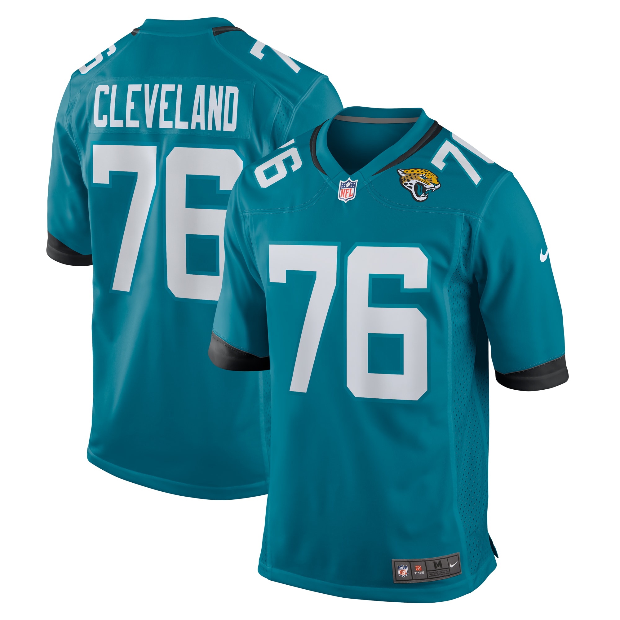 Men's Jacksonville Jaguars Ezra Cleveland Teal Game Jersey JS5673 nicesnker