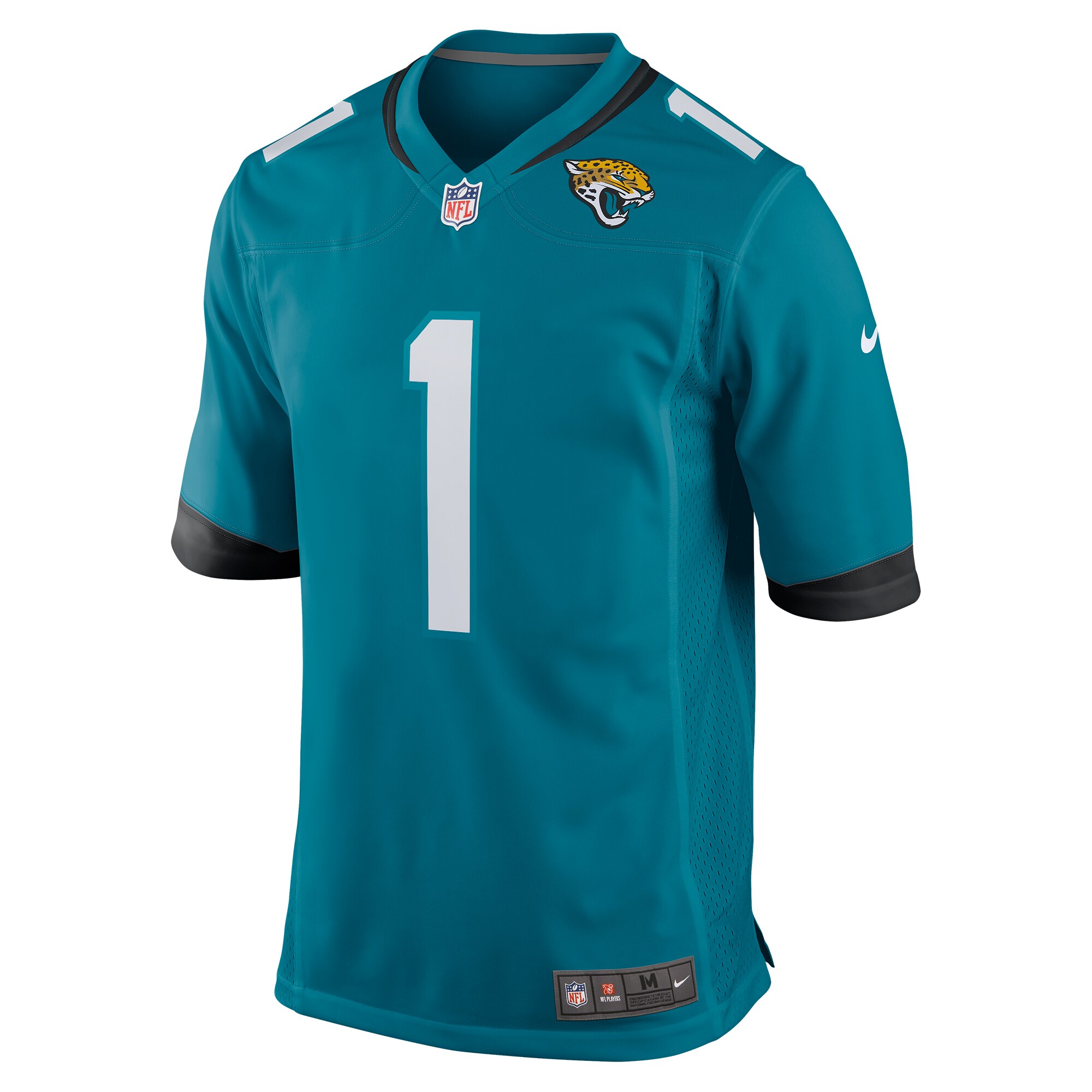 Alternative view of Men's Jacksonville Jaguars Travis Etienne Teal Game Jersey JS8118 nicesnker