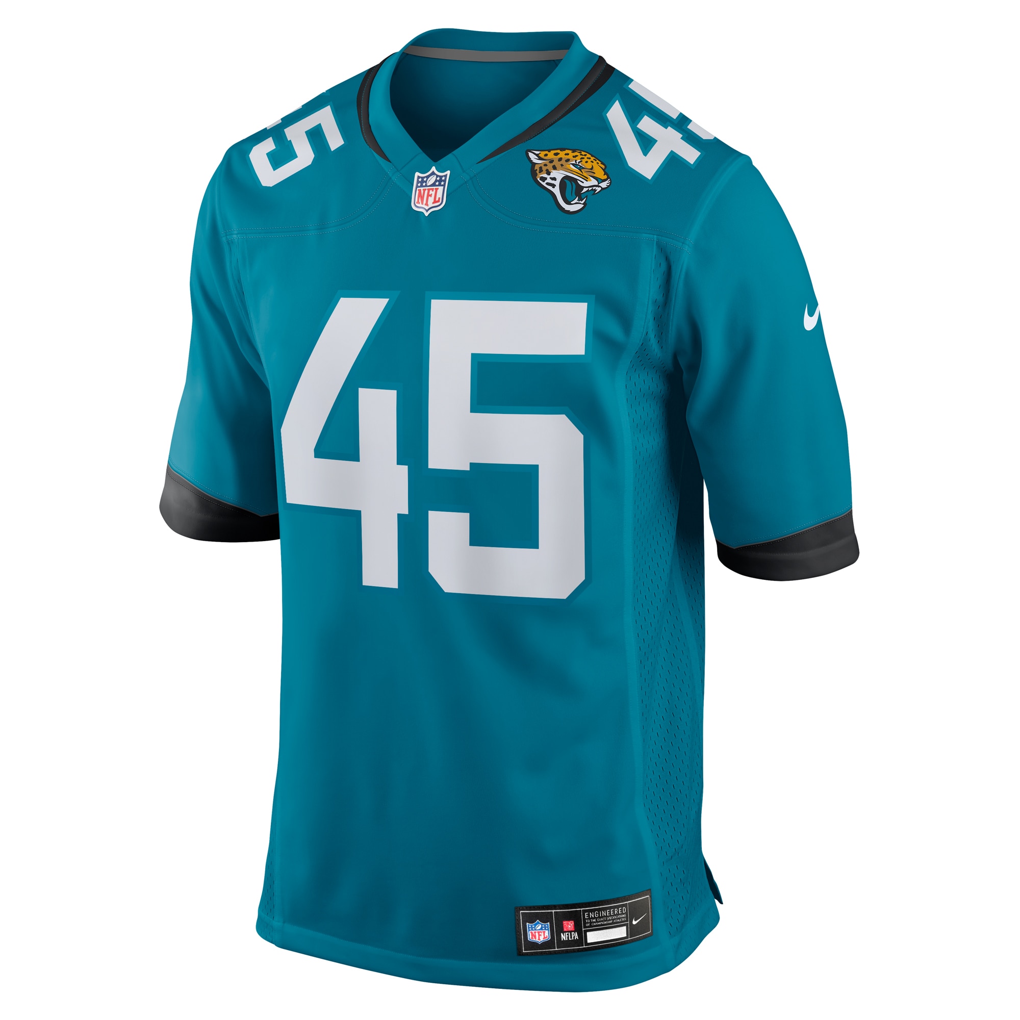 Alternative view of Men's Jacksonville Jaguars Tucker Addington Teal Team Game Jersey JS3580 nicesnker