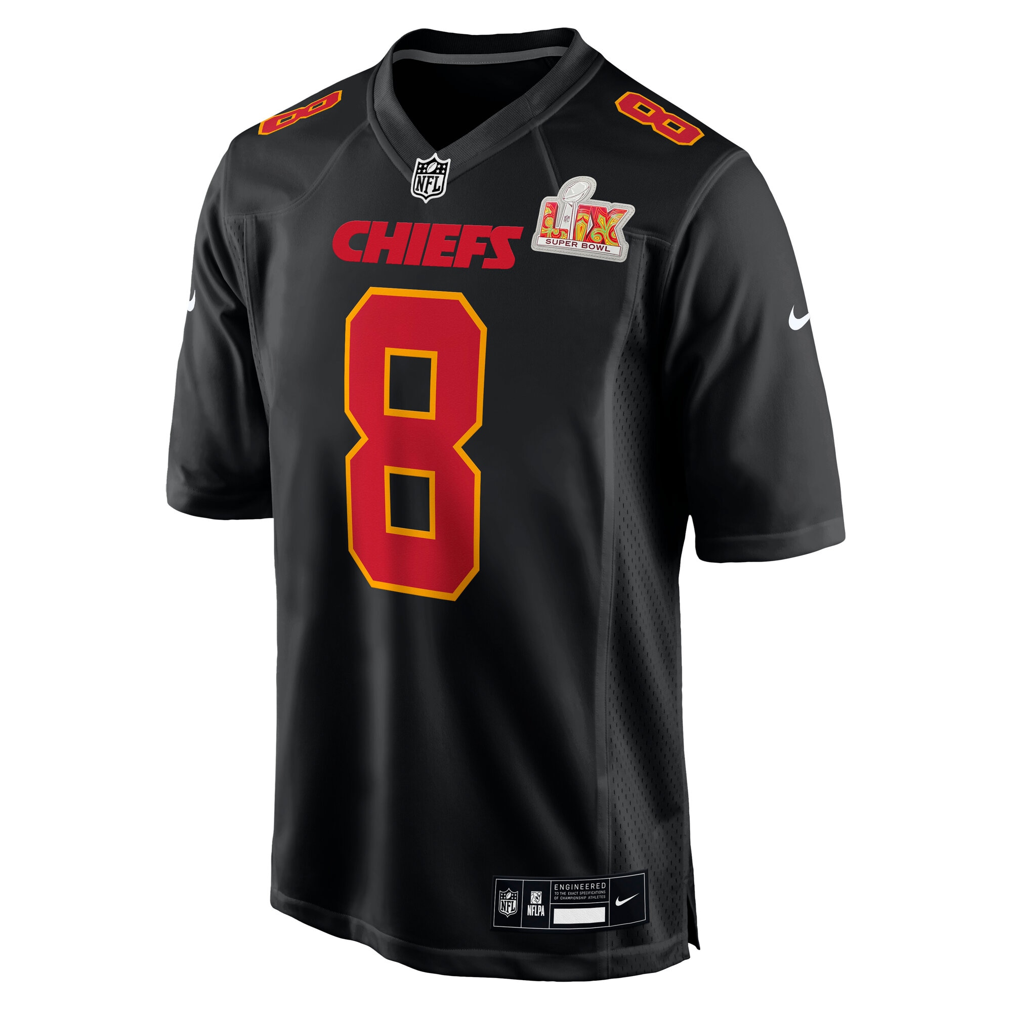 Alternative view of Men's Kansas City Chiefs DeAndre Hopkins Carbon Black Super Bowl LIX Fashion Game Jersey JS8090 nicesnker
