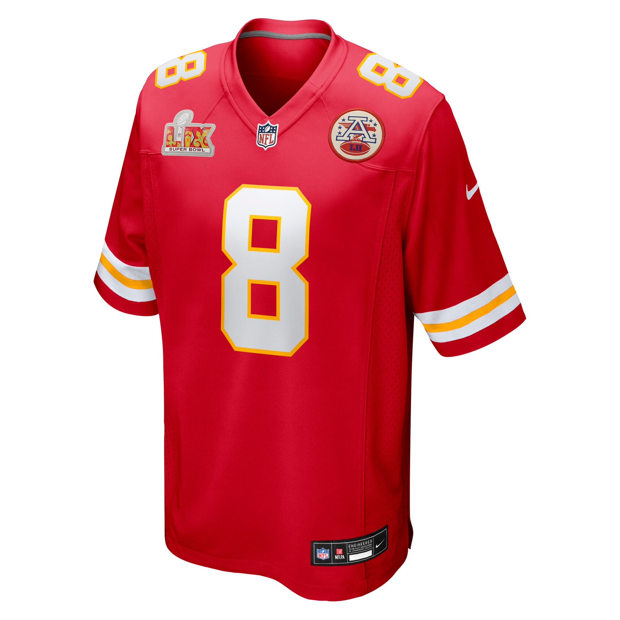 Alternative view of Men's Kansas City Chiefs DeAndre Hopkins Red Super Bowl LIX Game Player Jersey JS9033 nicesnker