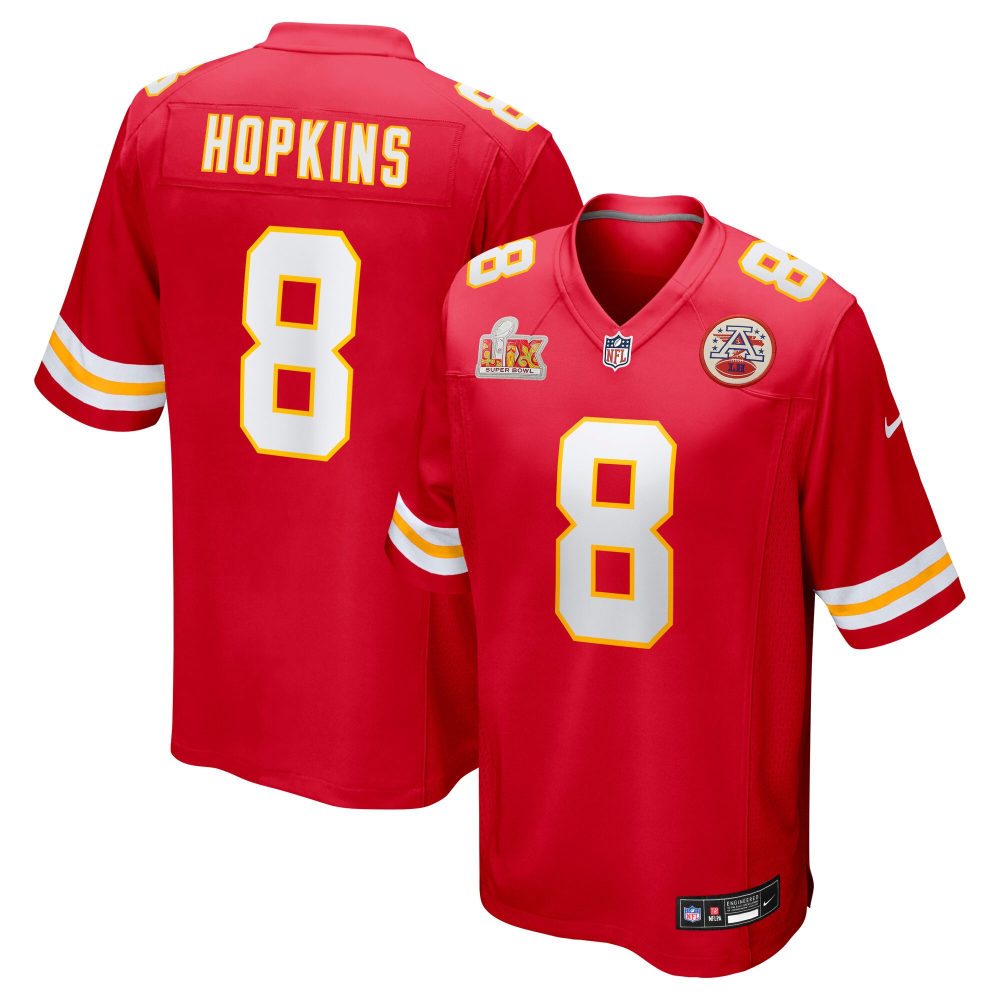 Men's Kansas City Chiefs DeAndre Hopkins Red Super Bowl LIX Game Player Jersey JS9033 nicesnker