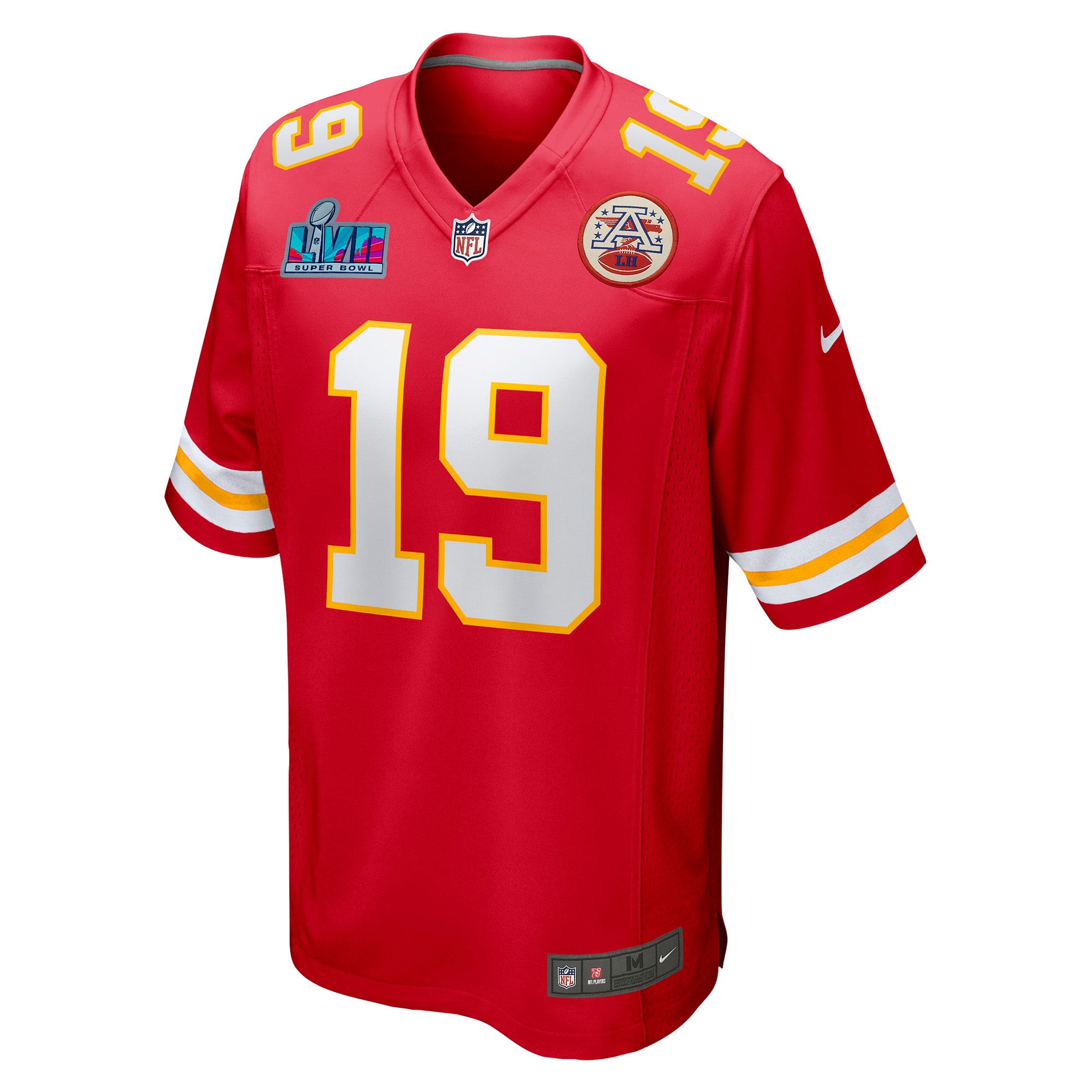 Alternative view of Men's Kansas City Chiefs Kadarius Toney Red Super Bowl LVII (2022 Season) Patch Game Jersey JS1901 nicesnker