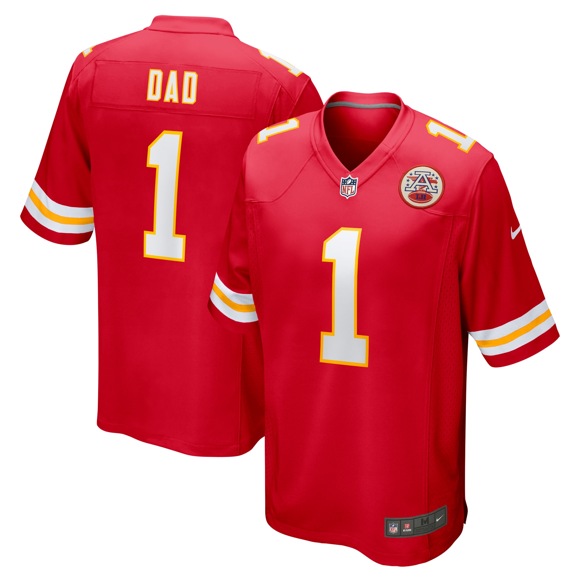 Men's Kansas City Chiefs Number 1 Dad Red Game Jersey JS8864 nicesnker