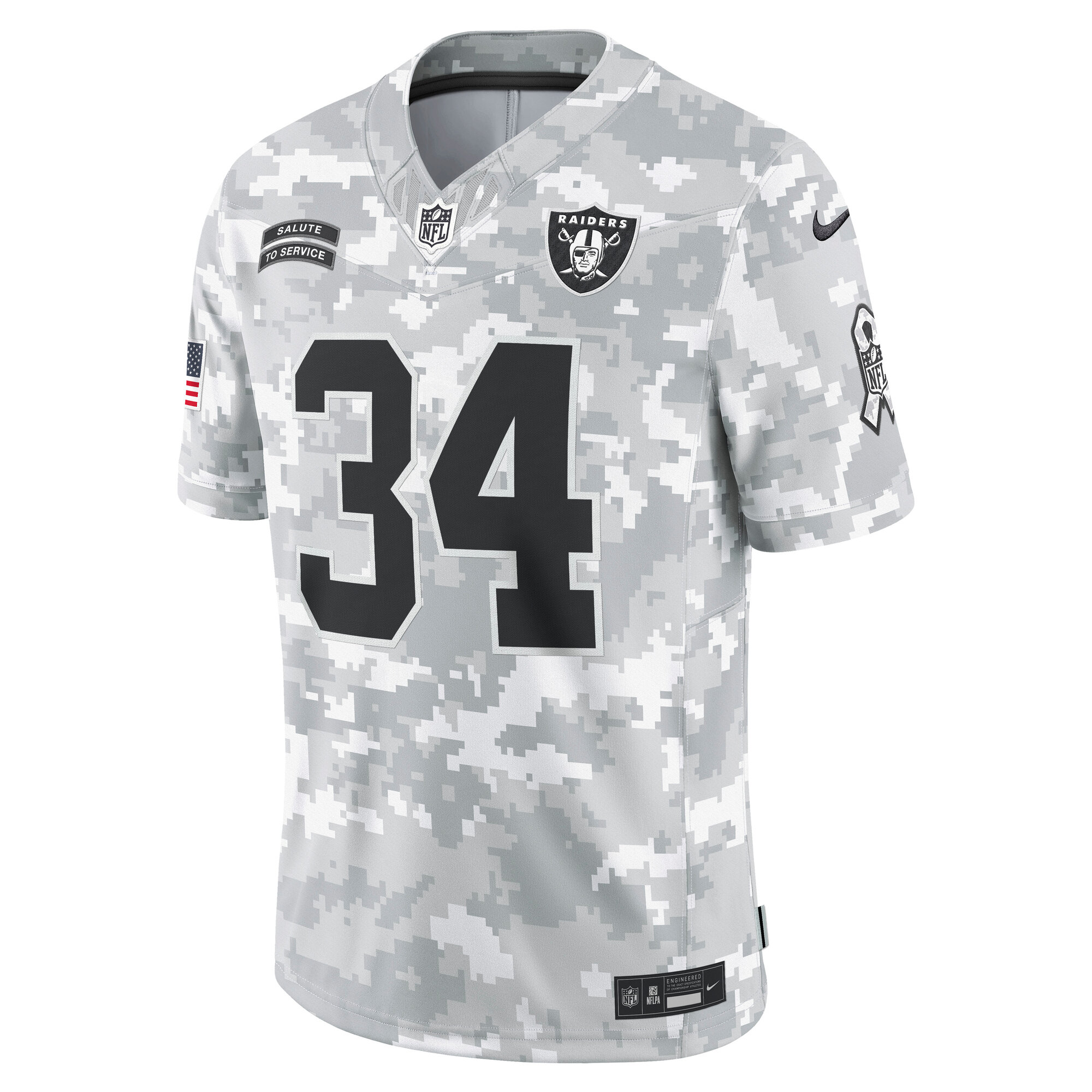 Alternative view of Men's Las Vegas Raiders Bo Jackson Arctic Camo 2024 Salute to Service Retired Player Limited Jersey JS2034 nicesnker