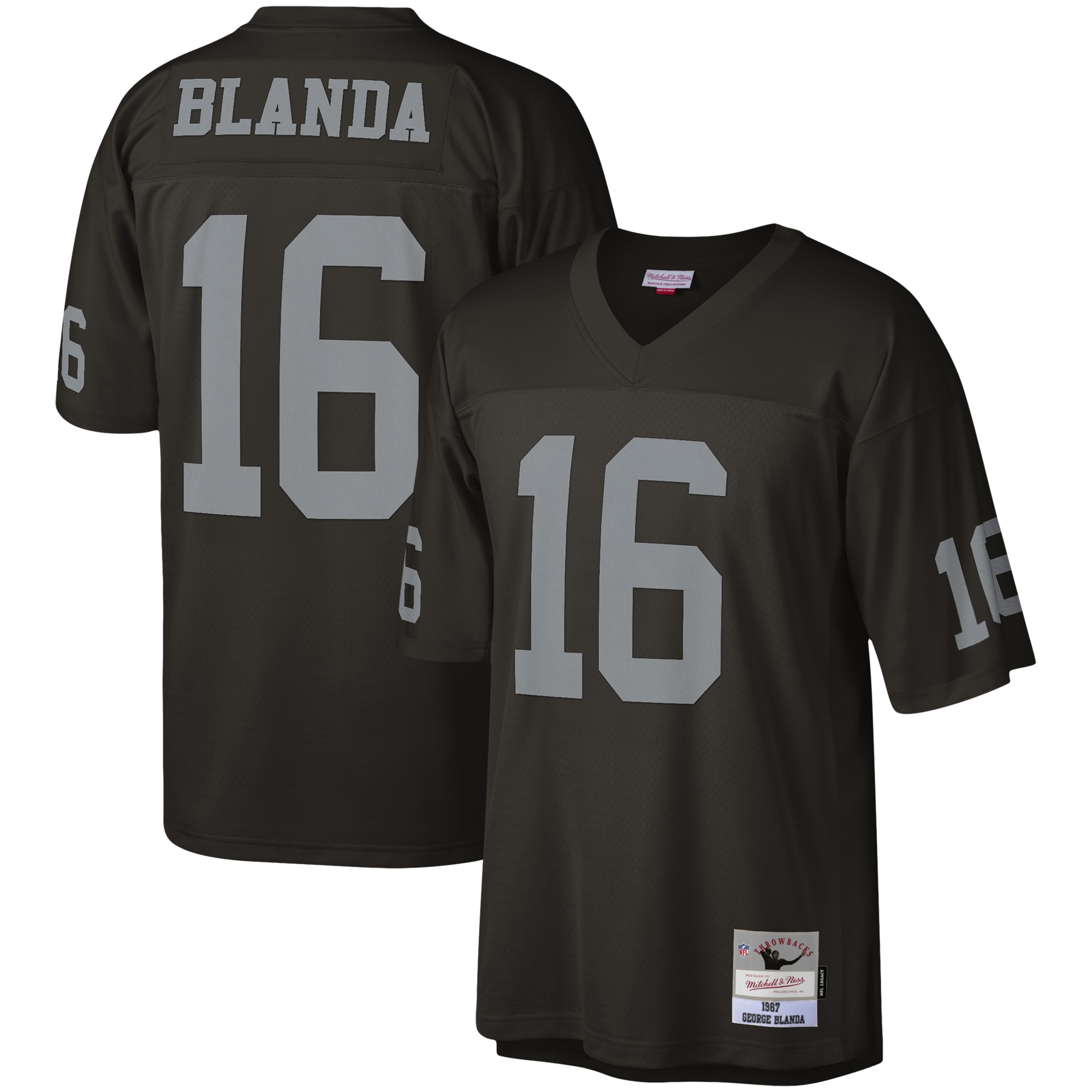 Men's Las Vegas Raiders George Blanda Mitchell & Ness Black Legacy Jersey JS5228 nicesnker
