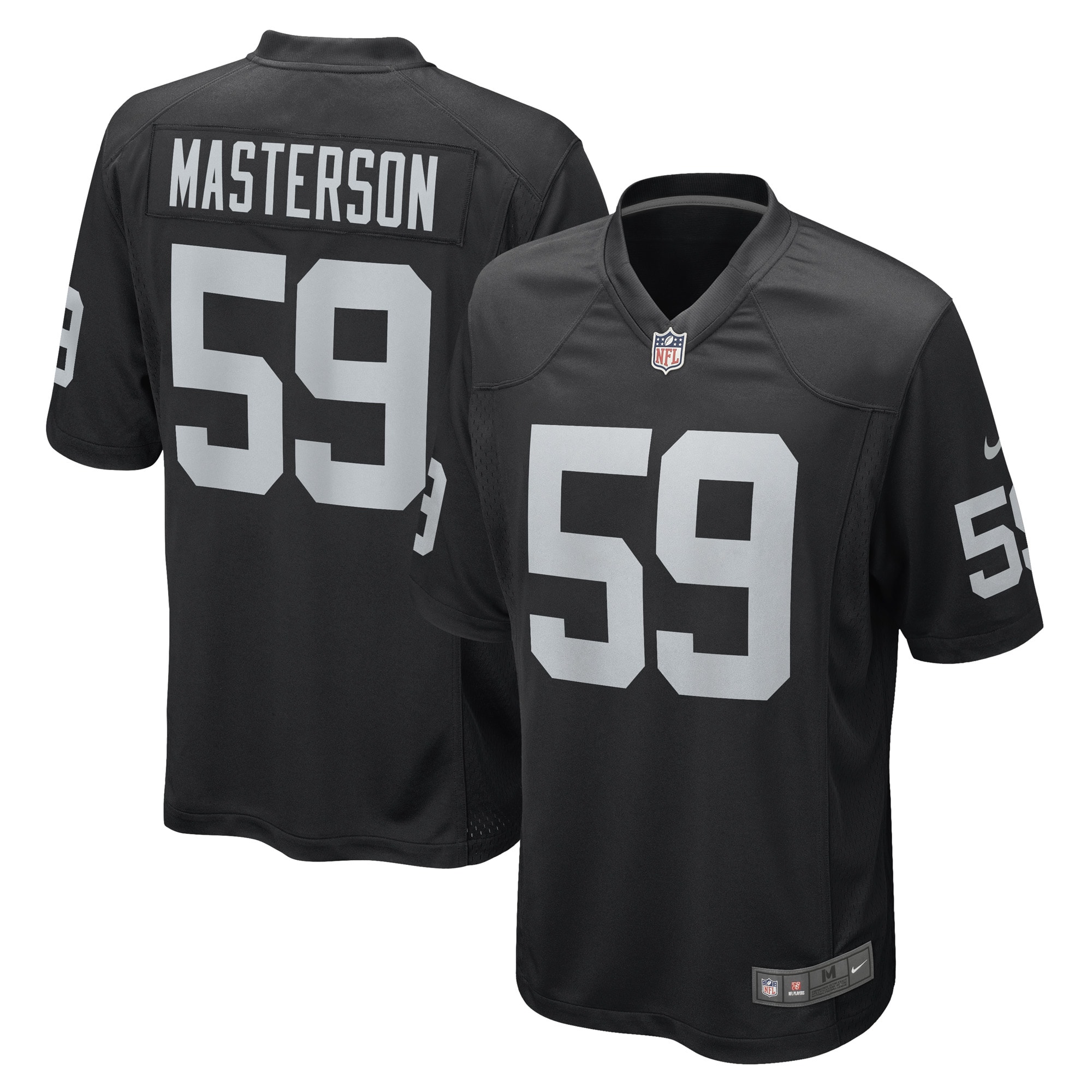 Men's Las Vegas Raiders Luke Masterson Black Game Player Jersey JS9958 nicesnker