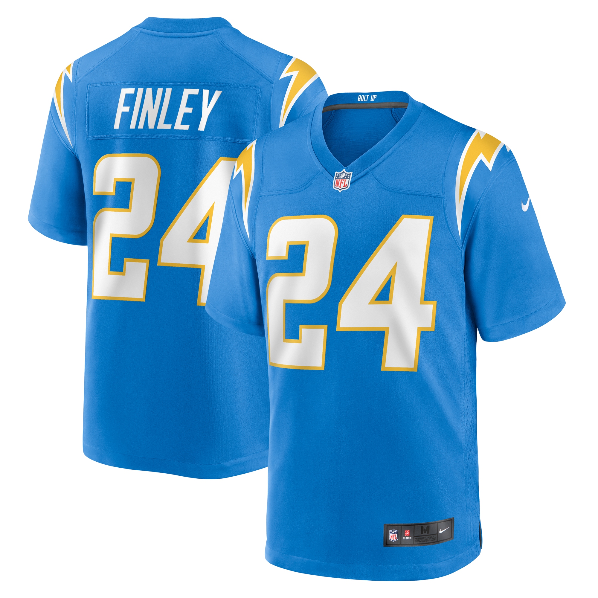 Men's Los Angeles Chargers AJ Finley Powder Blue Team Game Jersey JS4677 nicesnker