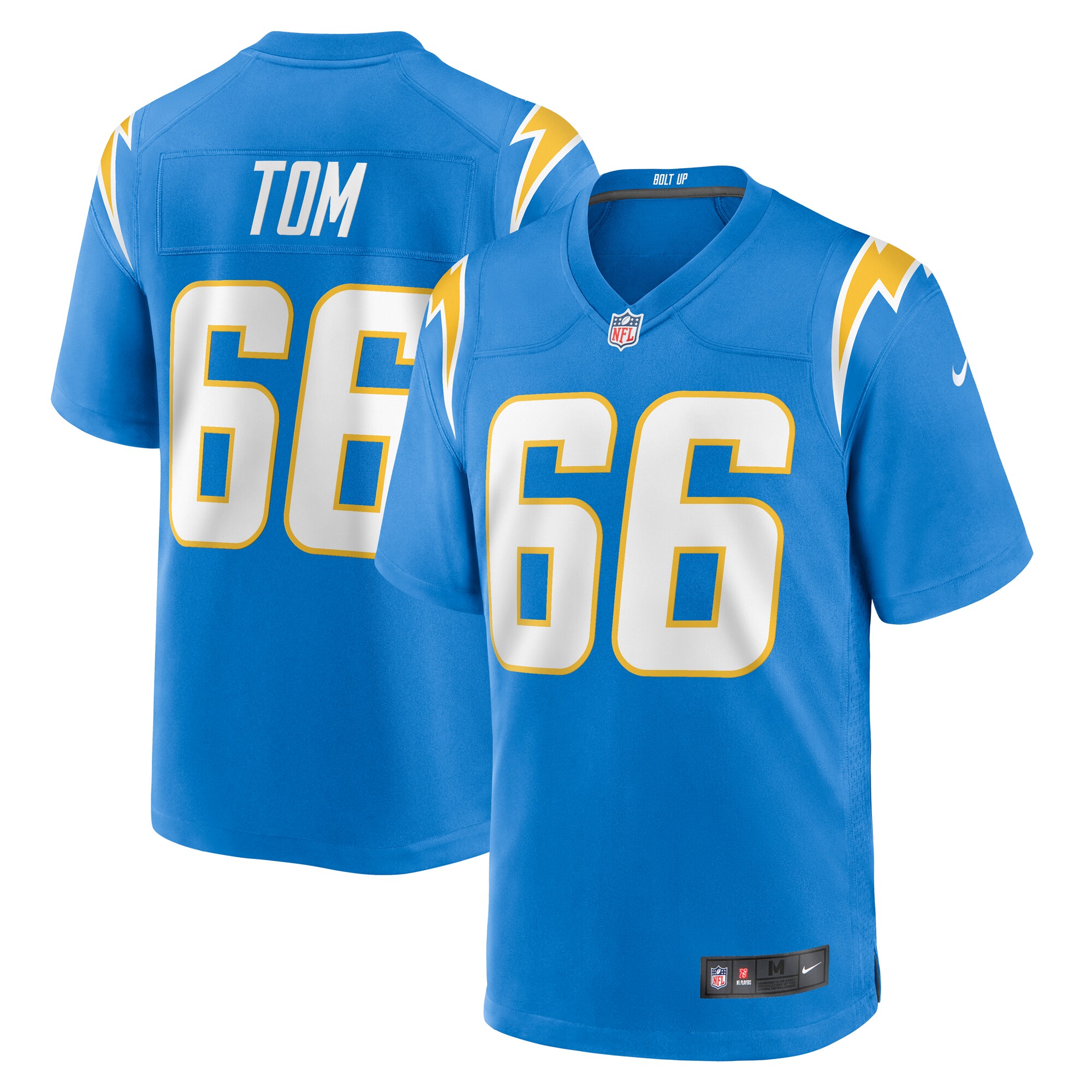 Men's Los Angeles Chargers Cameron Tom Powder Blue Game Jersey JS5368 nicesnker