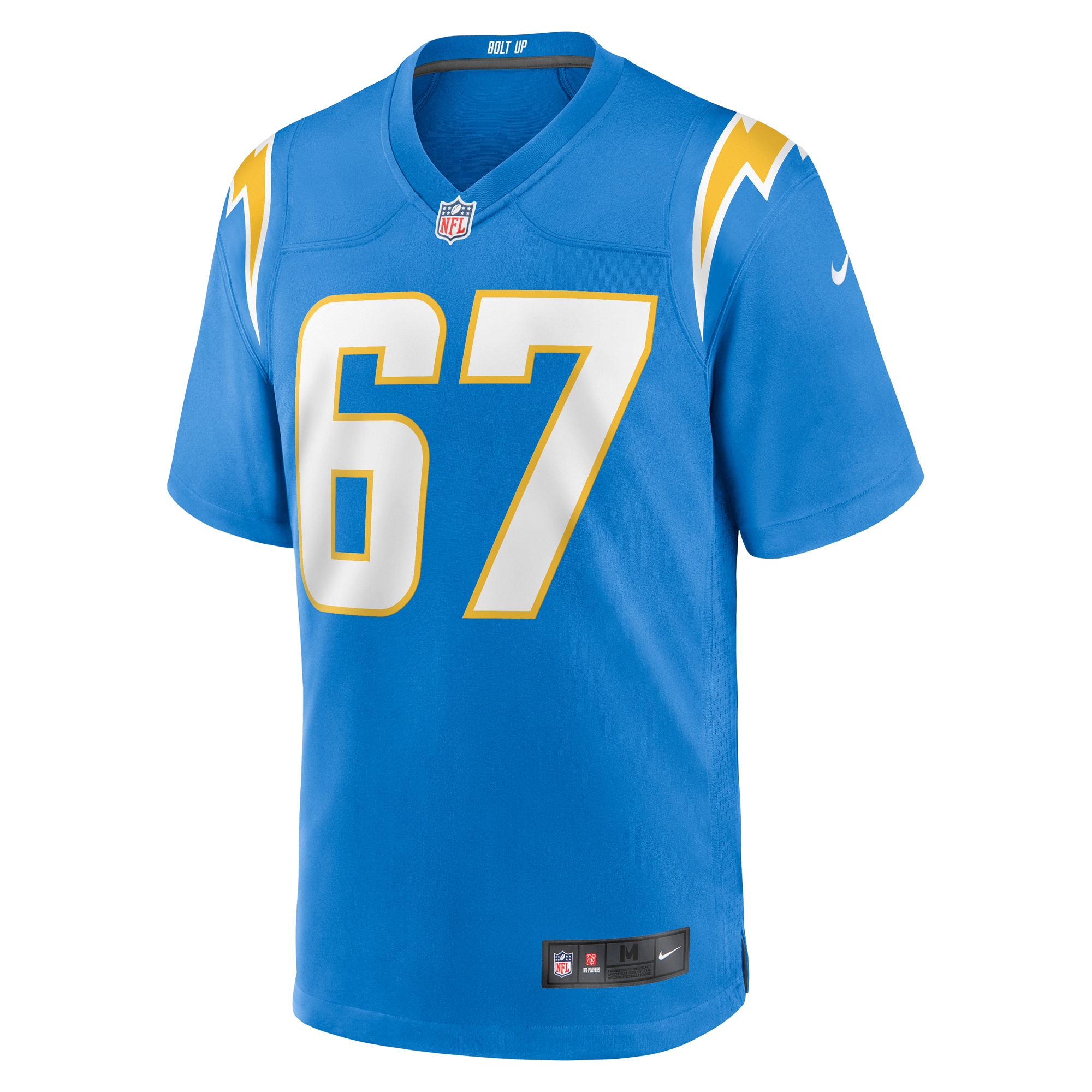 Alternative view of Men's Los Angeles Chargers CJ Okoye Powder Blue Team Game Jersey JS3439 nicesnker