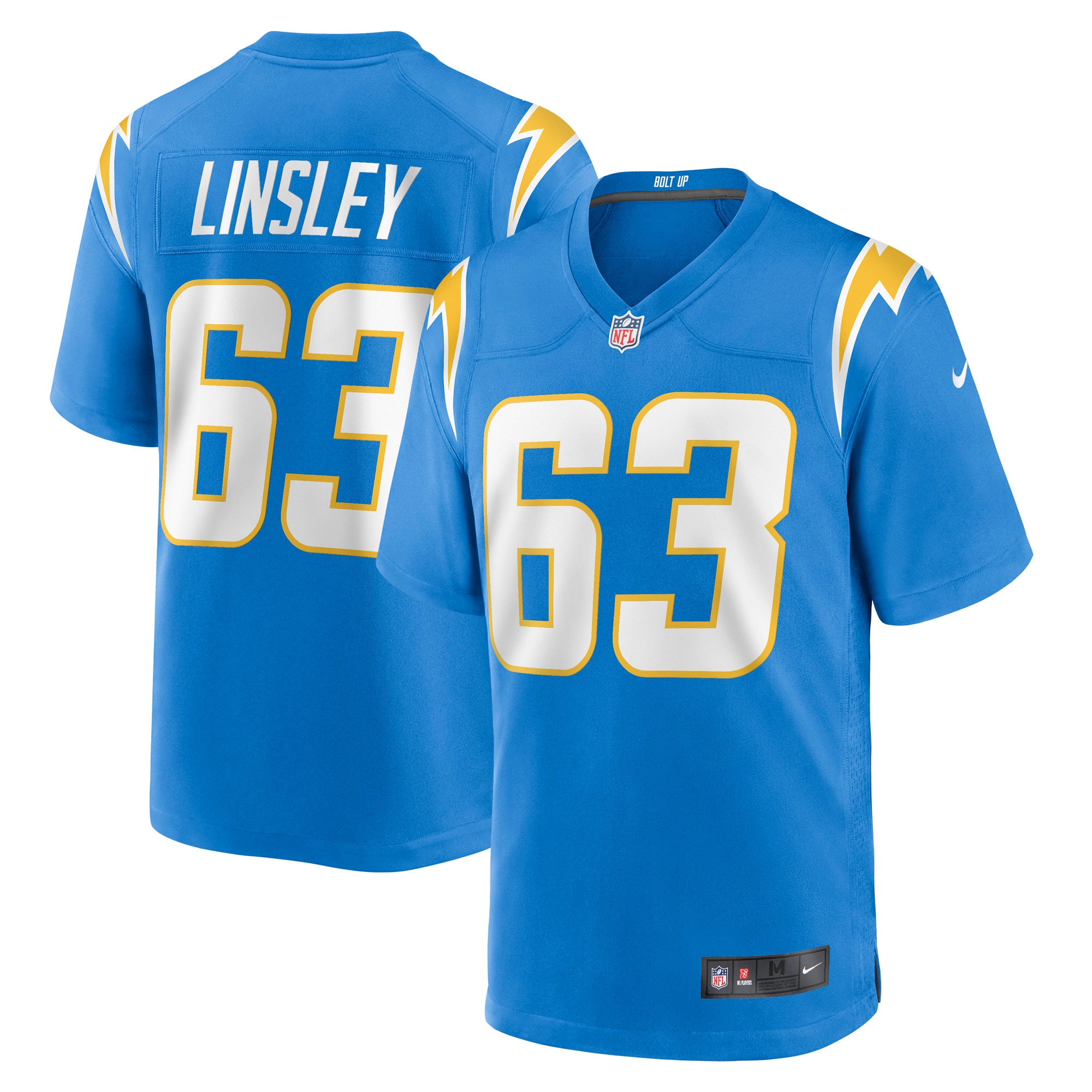 Men's Los Angeles Chargers Corey Linsley Powder Blue Game Player Jersey JS6298 nicesnker