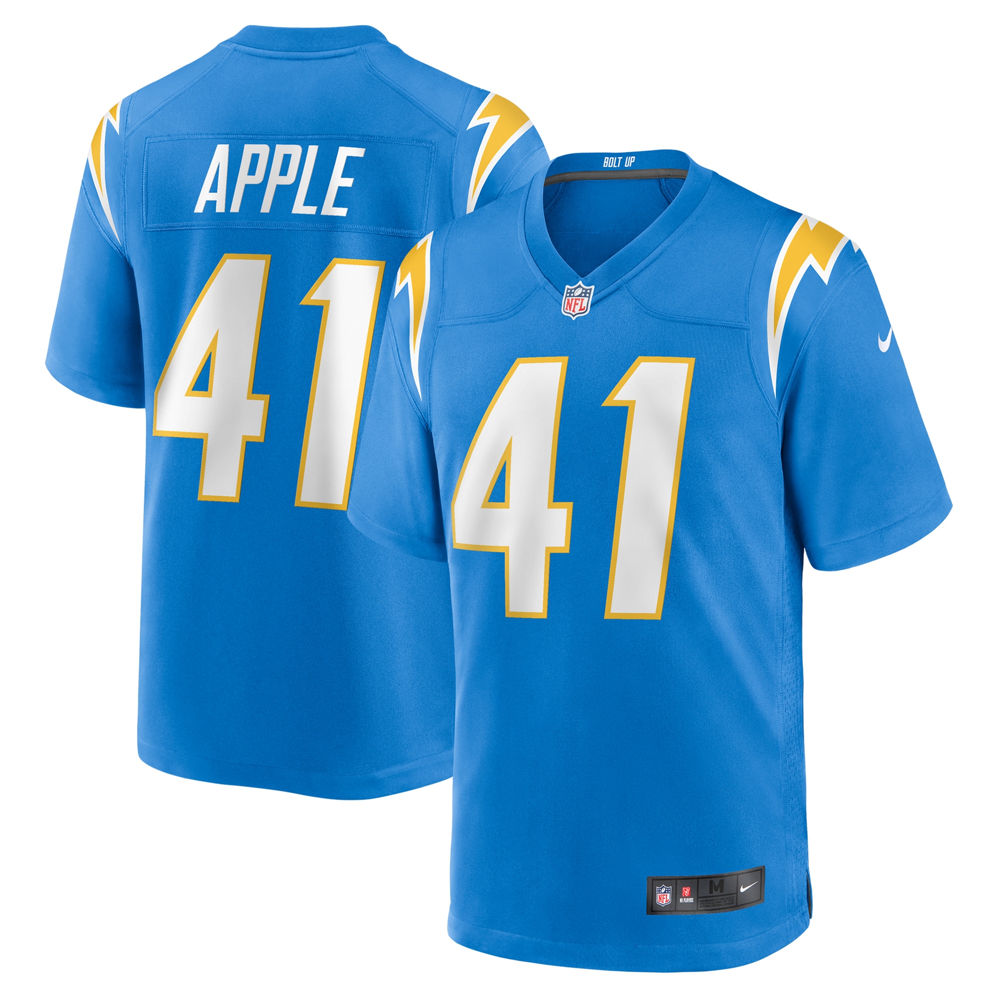 Men's Los Angeles Chargers Eli Apple Powder Blue Team Game Jersey JS1543 nicesnker