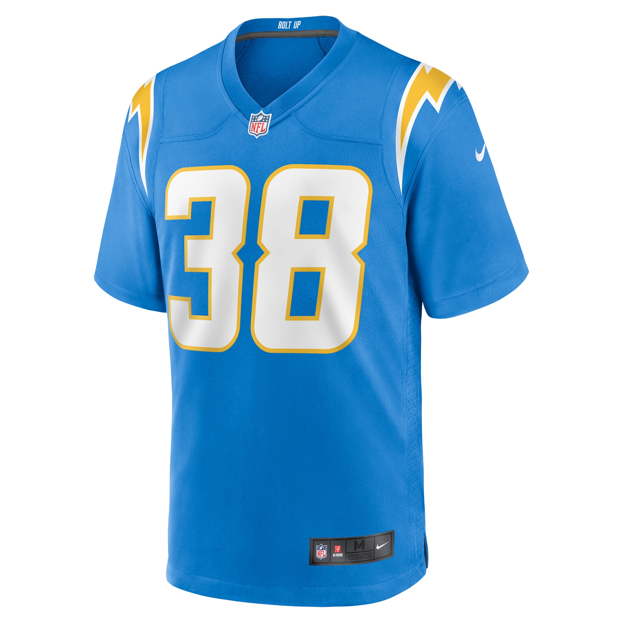 Alternative view of Men's Los Angeles Chargers Emany Johnson Powder Blue Team Game Jersey JS4458 nicesnker
