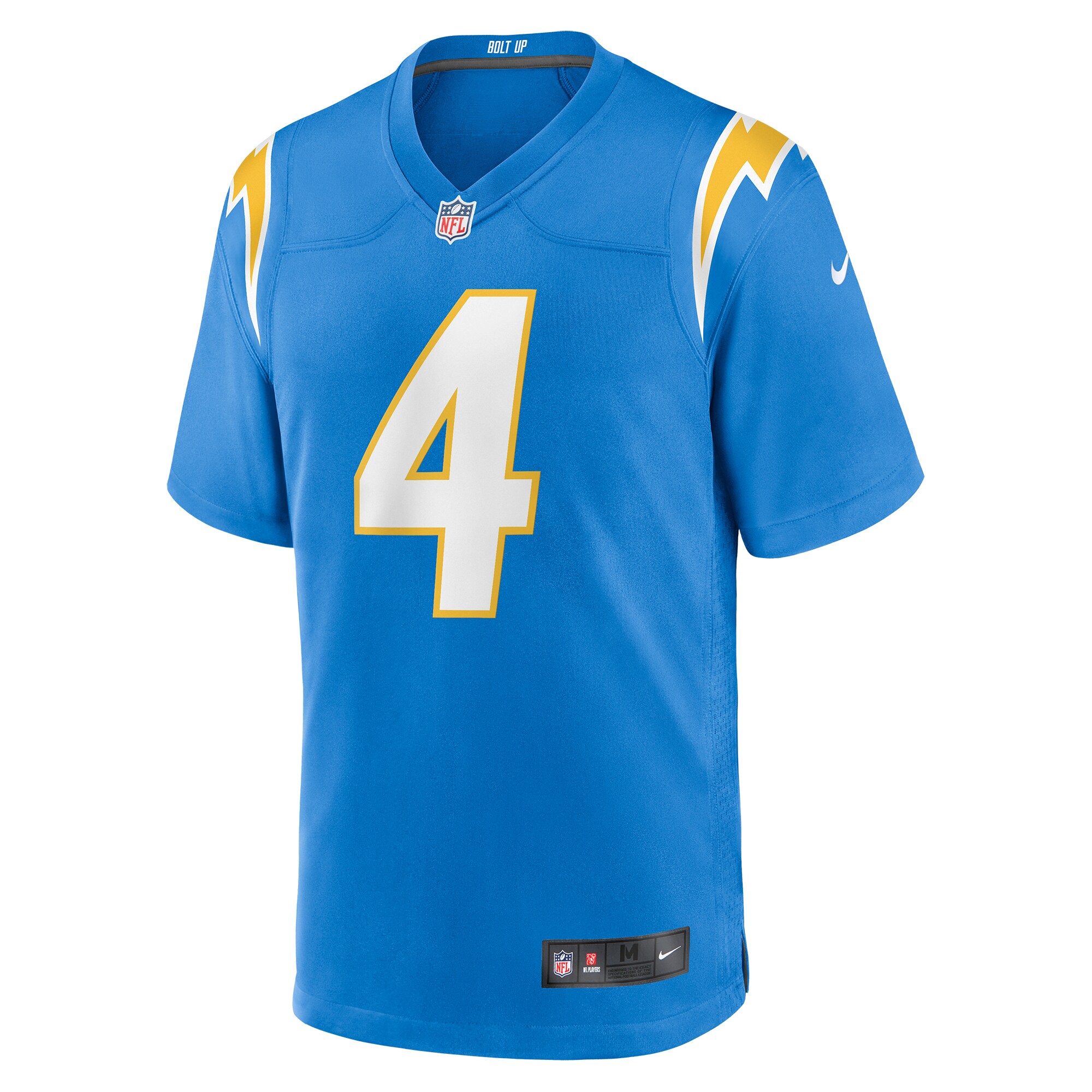 Alternative view of Men's Los Angeles Chargers Gus Edwards Powder Blue Game Jersey JS3200 nicesnker