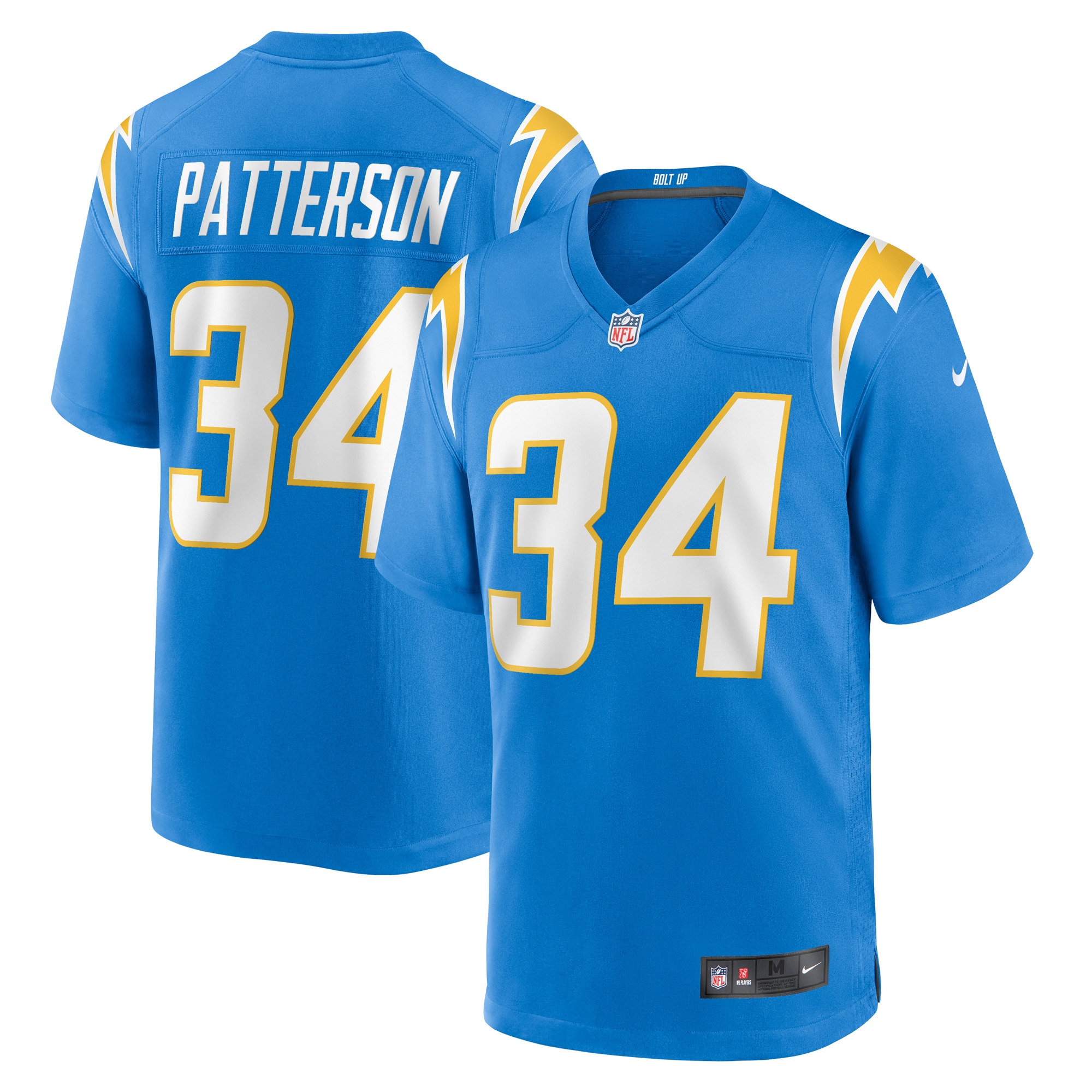 Men's Los Angeles Chargers Jaret Patterson Powder Blue Team Game Jersey JS4628 nicesnker