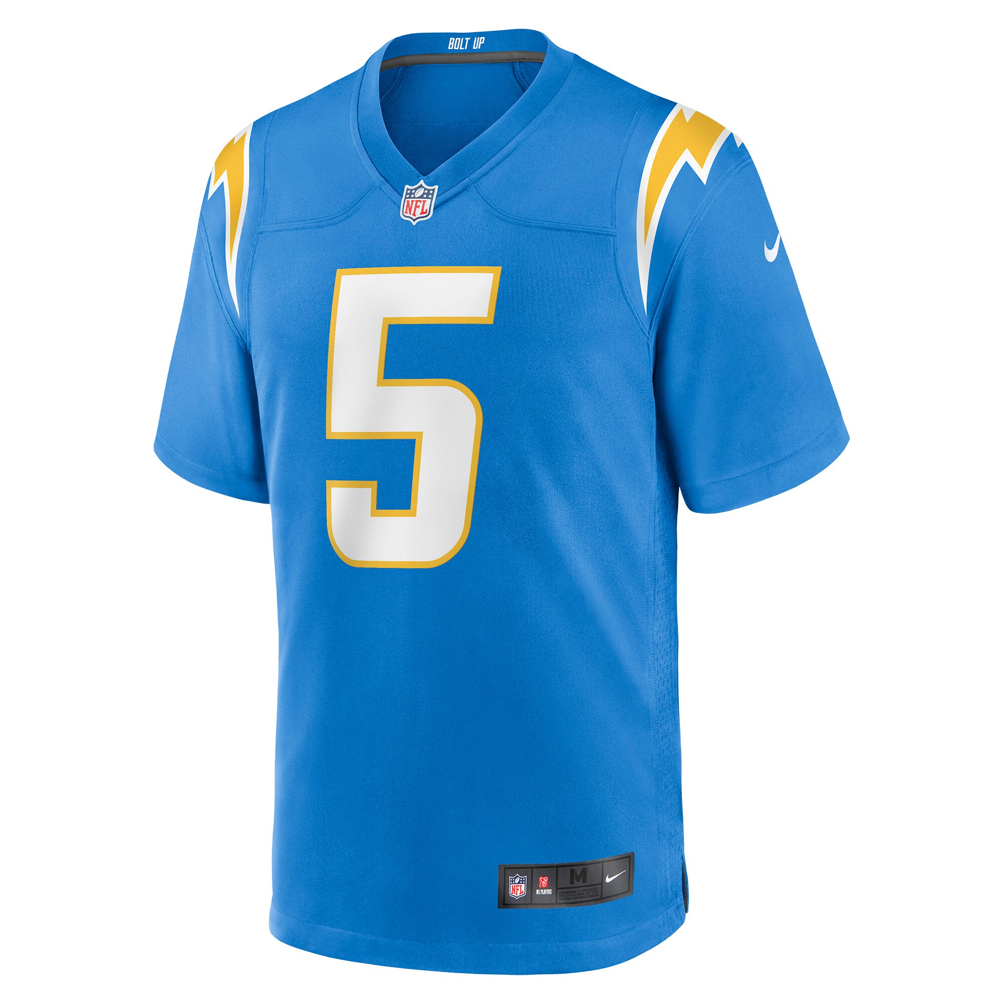 Alternative view of Men's Los Angeles Chargers Joshua Palmer Powder Blue Game Player Jersey JS7058 nicesnker