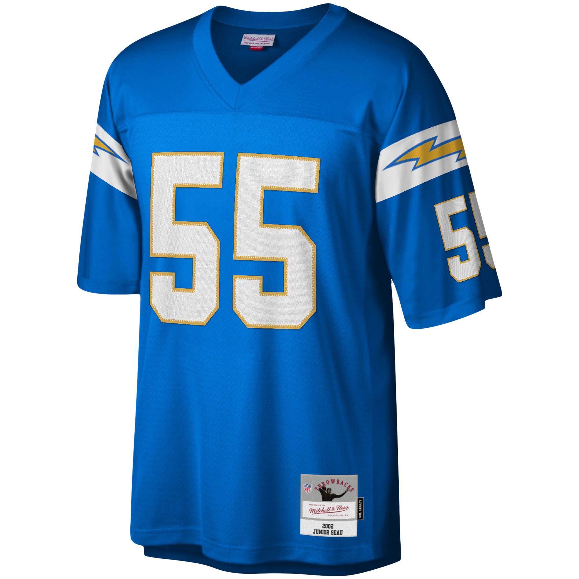 Alternative view of Men's Los Angeles Chargers Junior Seau Mitchell & Ness Powder Blue Big & Tall 2002 Retired Player Jersey JS1493 nicesnker