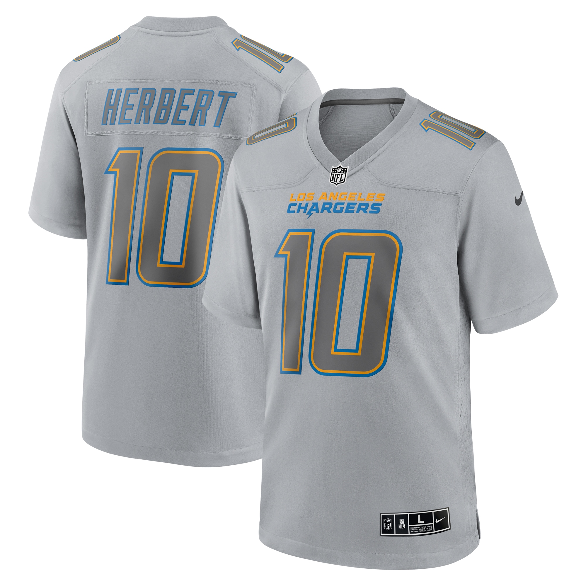 Men's Los Angeles Chargers Justin Herbert Gray Atmosphere Fashion Game Jersey JS9017 nicesnker