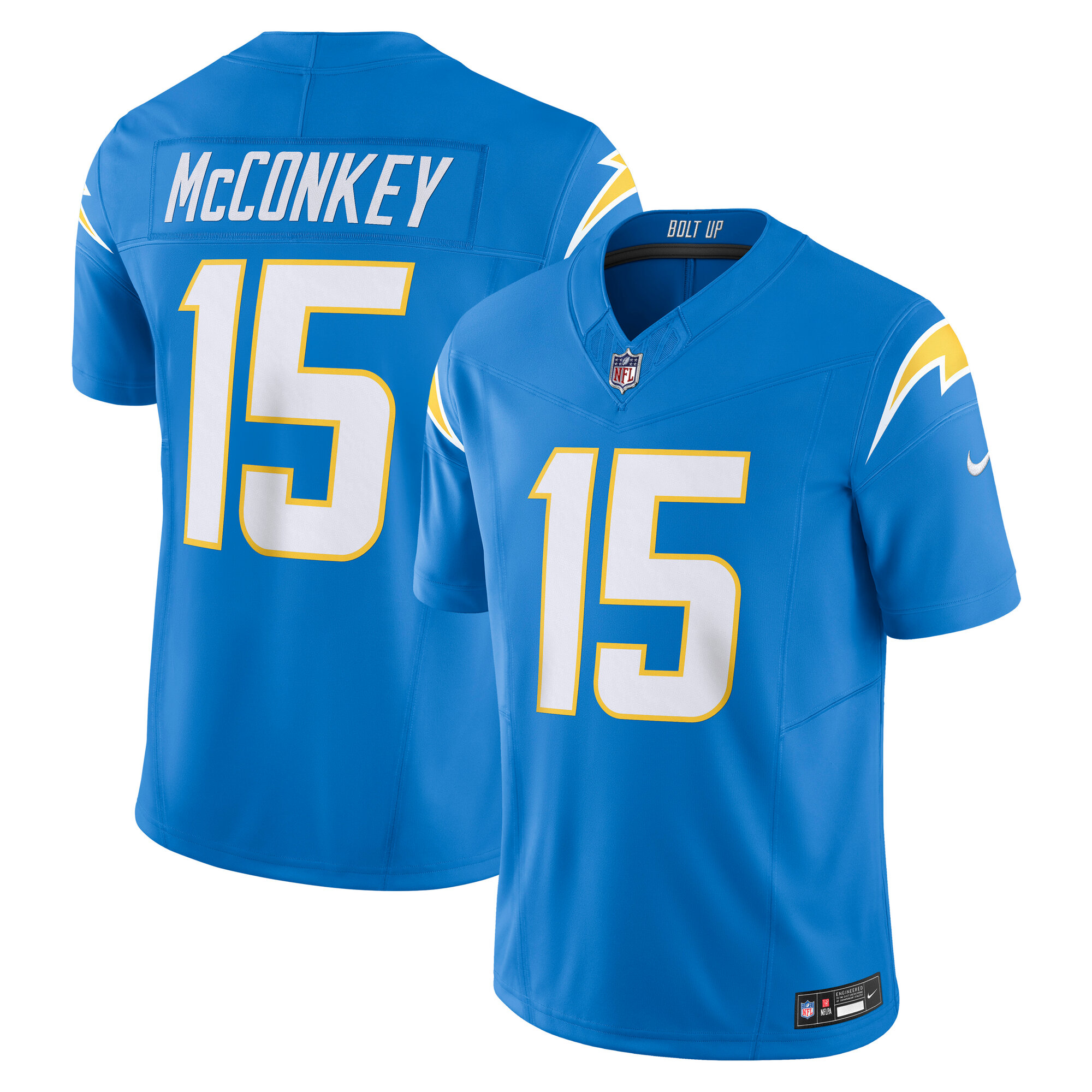 Men's Los Angeles Chargers Ladd McConkey Powder Blue Team Vapor F.U.S.E. Limited Jersey JS2725 nicesnker