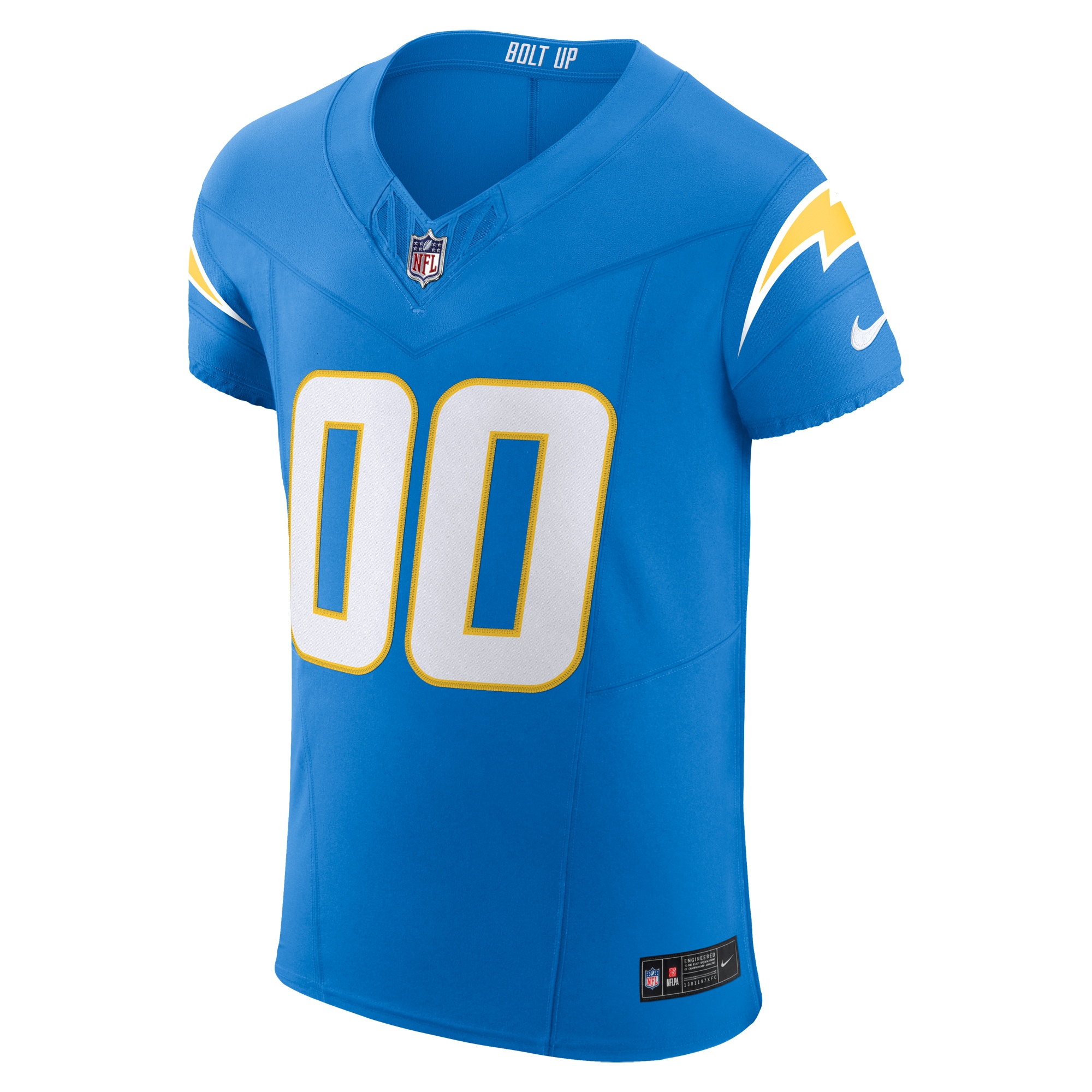 Alternative view of Men's Los Angeles Chargers Powder Blue Vapor F.U.S.E. Elite Custom Jersey JS1918 nicesnker