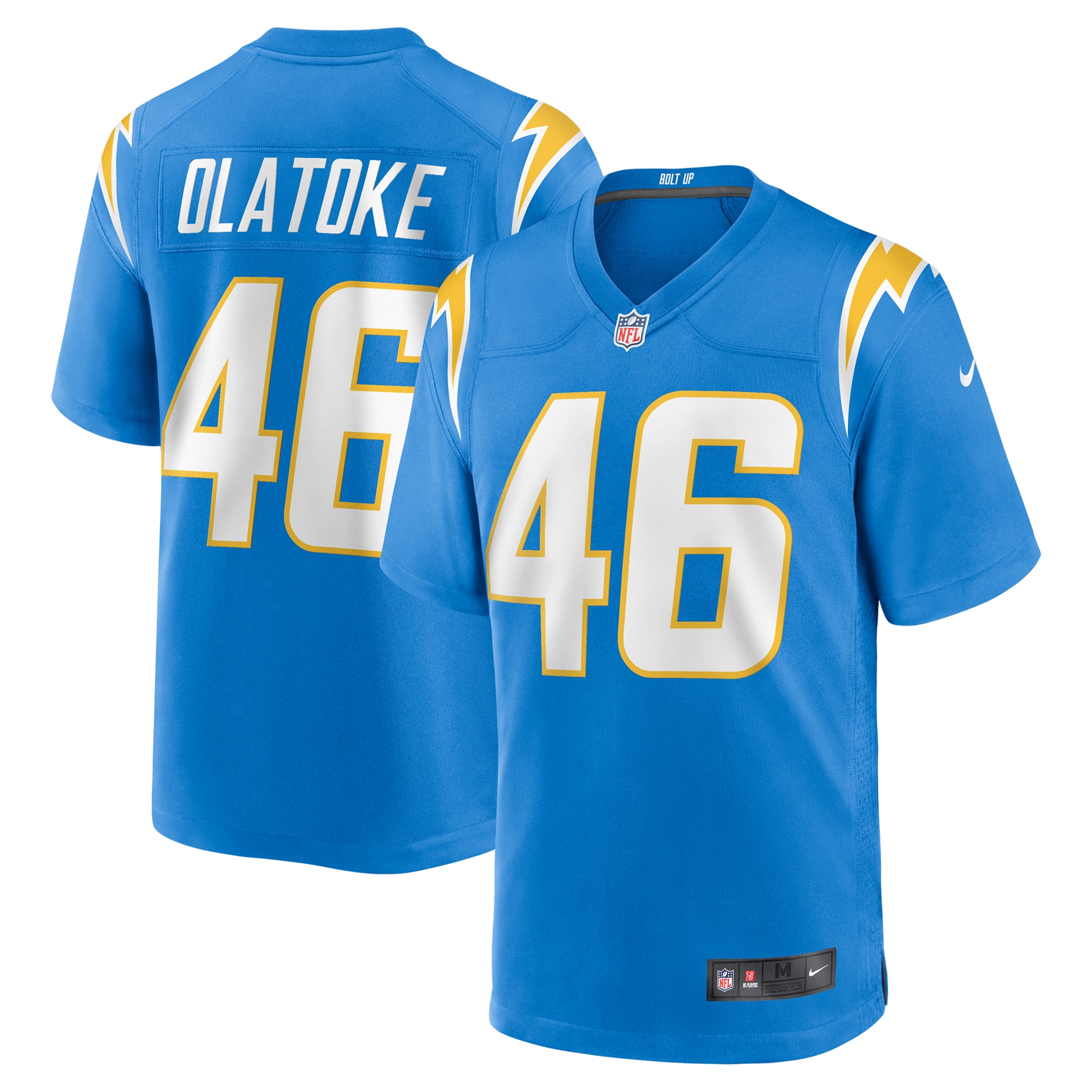 Men's Los Angeles Chargers Praise Olatoke Powder Blue Team Game Jersey JS3136 nicesnker