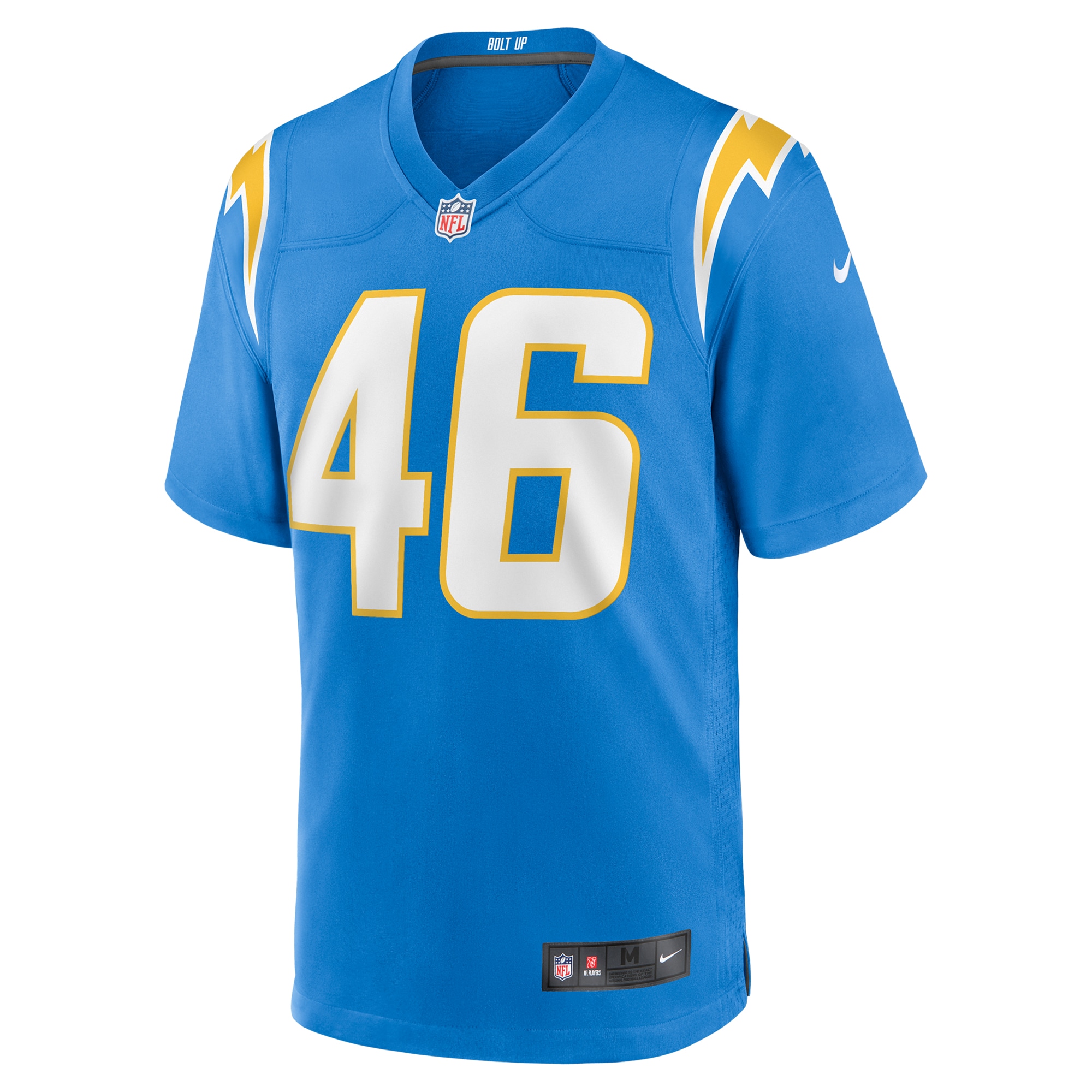 Alternative view of Men's Los Angeles Chargers Praise Olatoke Powder Blue Team Game Jersey JS3136 nicesnker