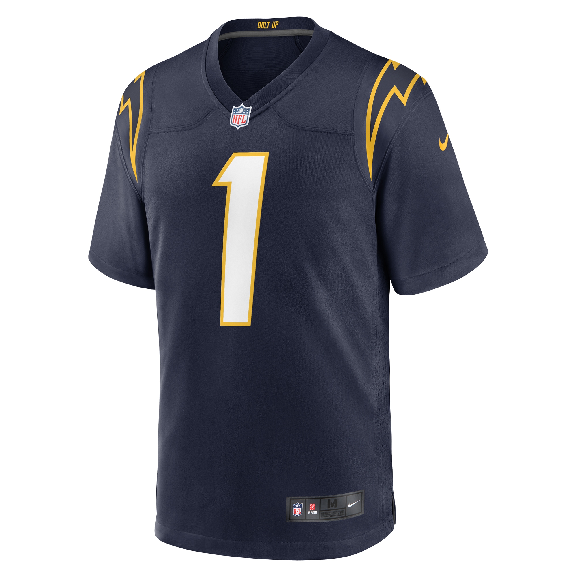Alternative view of Men's Los Angeles Chargers Quentin Johnston Navy Alternate Game Jersey JS1224 nicesnker