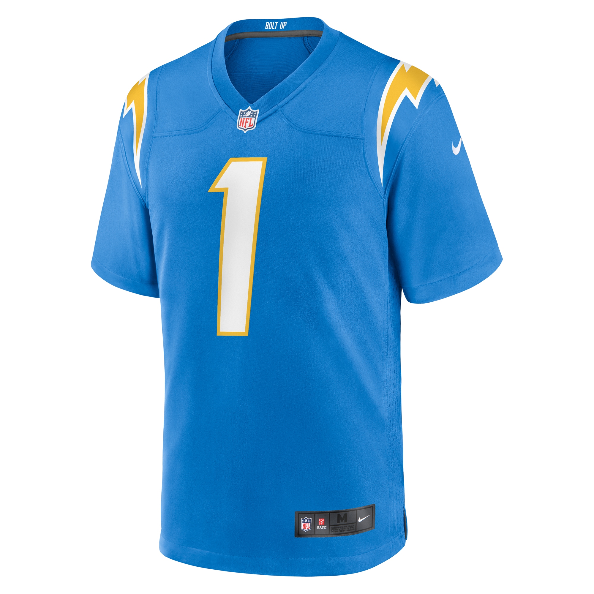 Alternative view of Men's Los Angeles Chargers Quentin Johnston Powder Blue Game Player Jersey JS5869 nicesnker