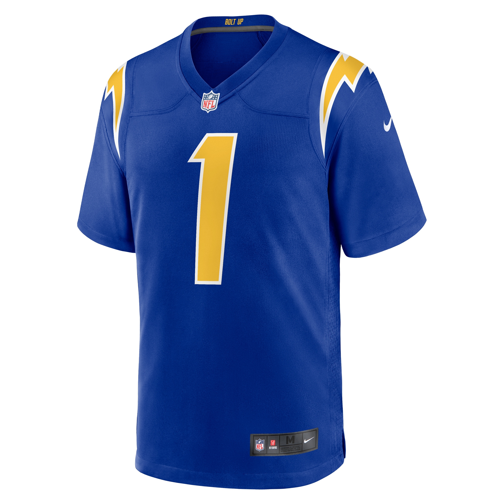 Alternative view of Men's Los Angeles Chargers Quentin Johnston Royal Alternate Game Jersey JS3941 nicesnker