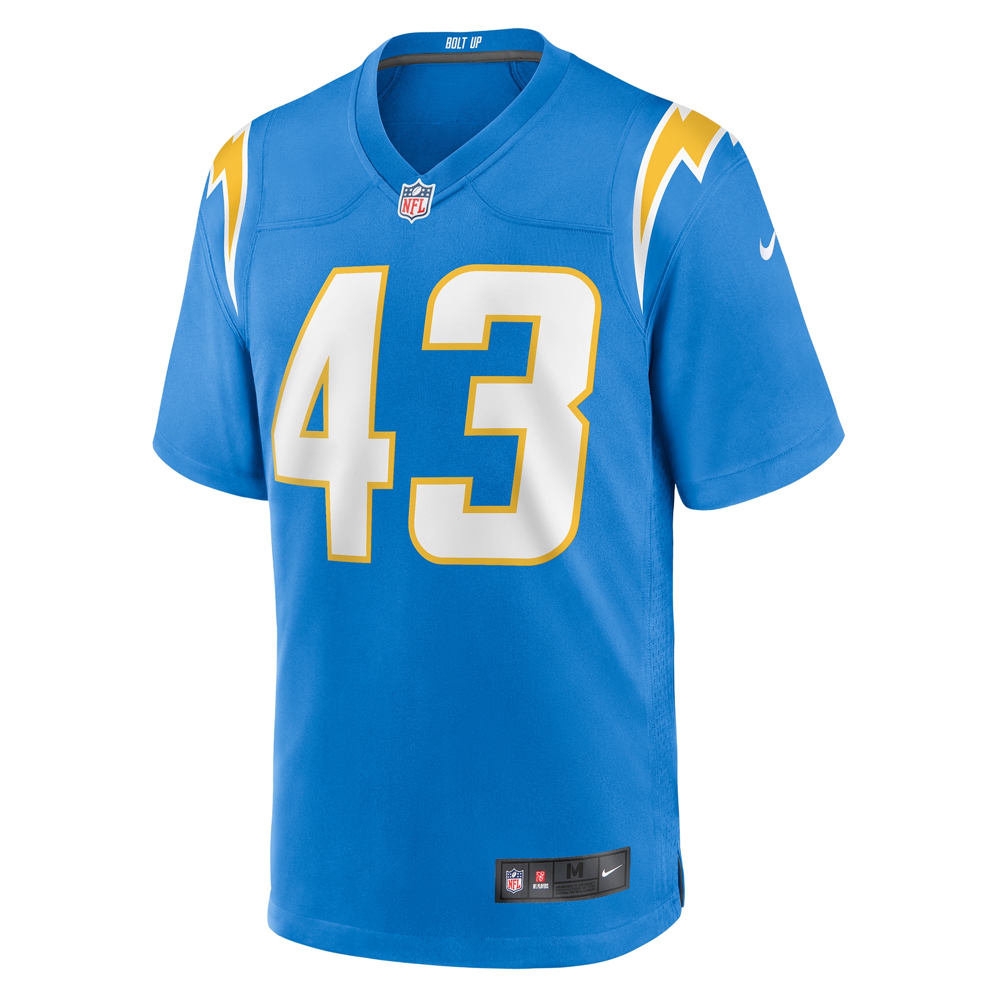 Alternative view of Men's Los Angeles Chargers Troy Dye Powder Blue Game Jersey JS6296 nicesnker