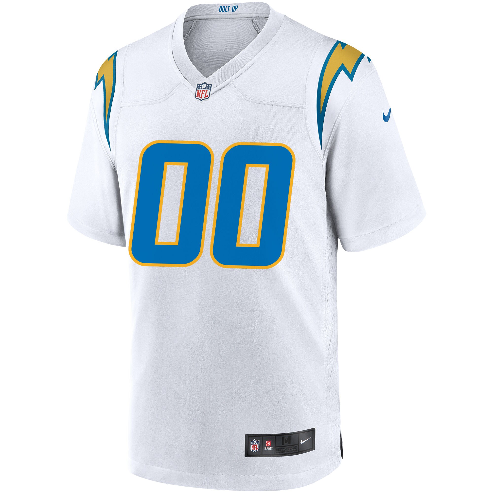 Alternative view of Men's Los Angeles Chargers White Custom Game Jersey JS5379 nicesnker