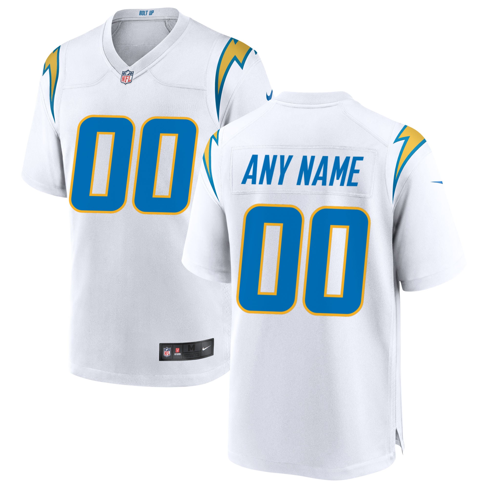 Men's Los Angeles Chargers White Custom Game Jersey JS5379 nicesnker