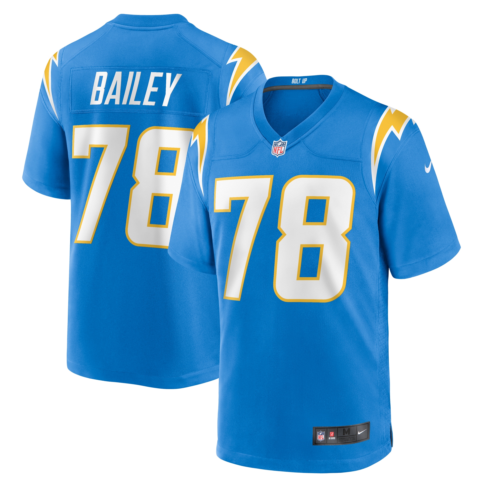 Men's Los Angeles Chargers Zack Bailey Powder Blue Player Game Jersey JS3290 nicesnker